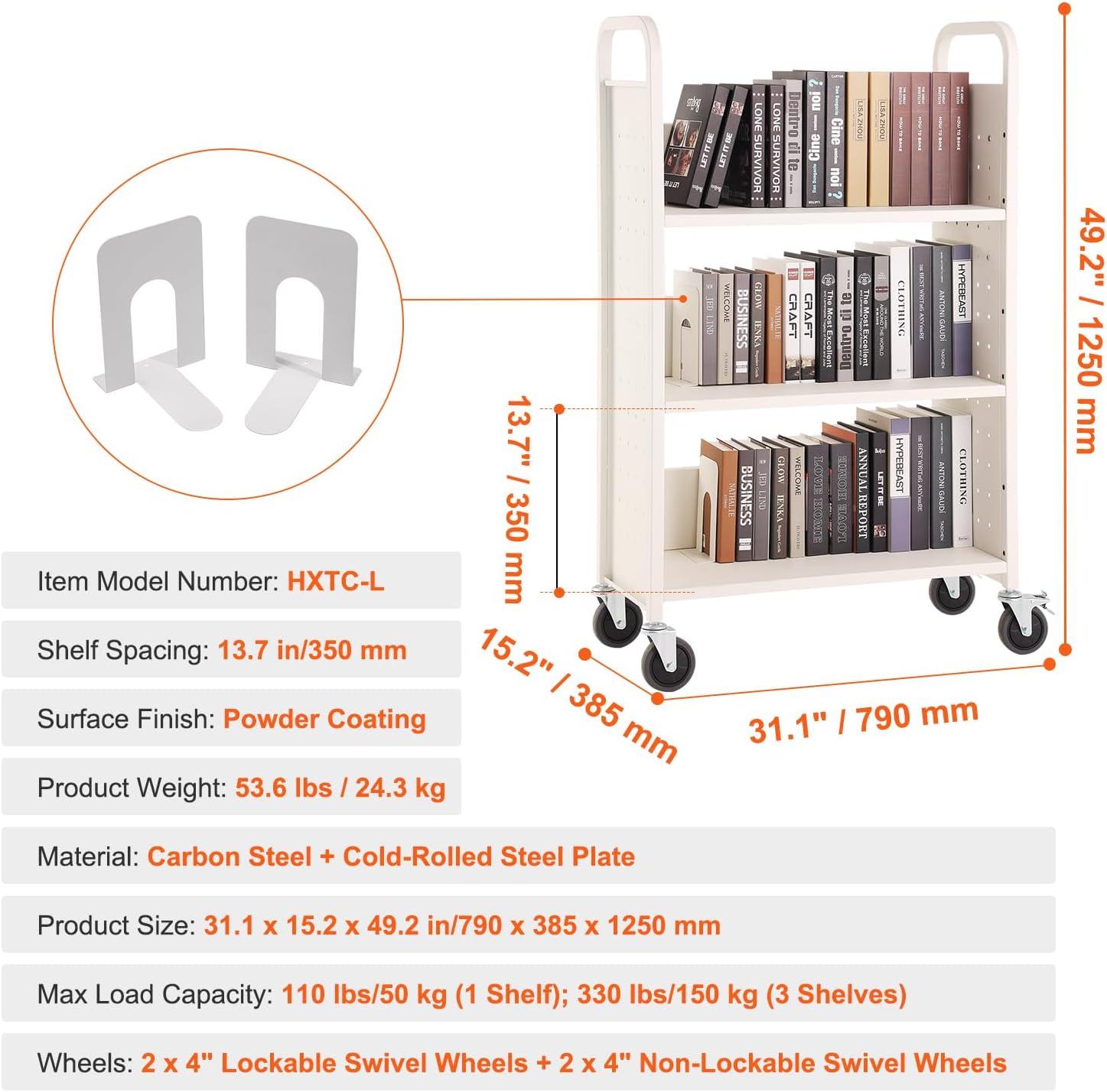 49.2'' H x 31.1'' W Book Cart with Wheels