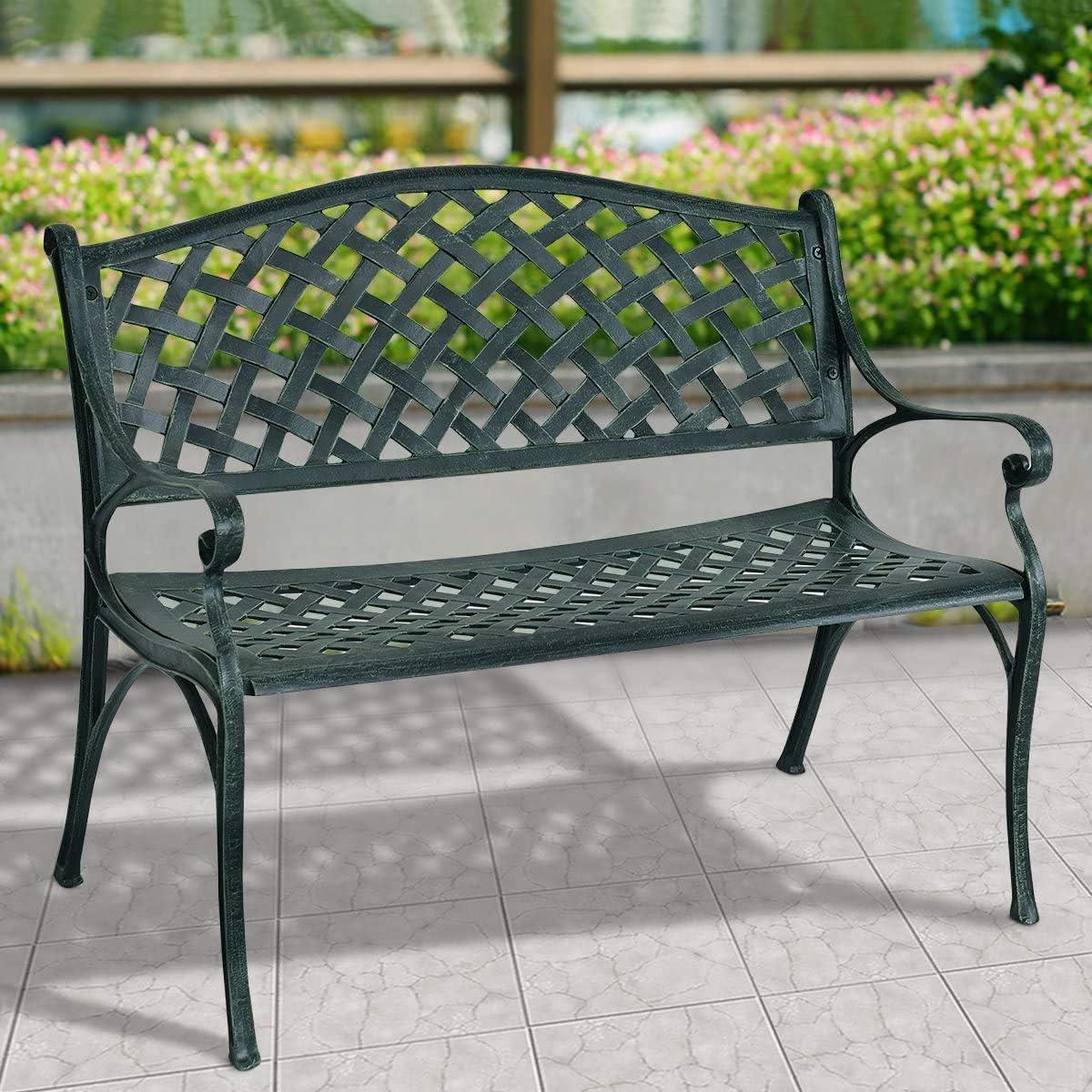 Kadyn Outdoor Bench, Outdoor Dining Bench, 40 Inch Outdoor Aluminum Antique Garden Patio Bench