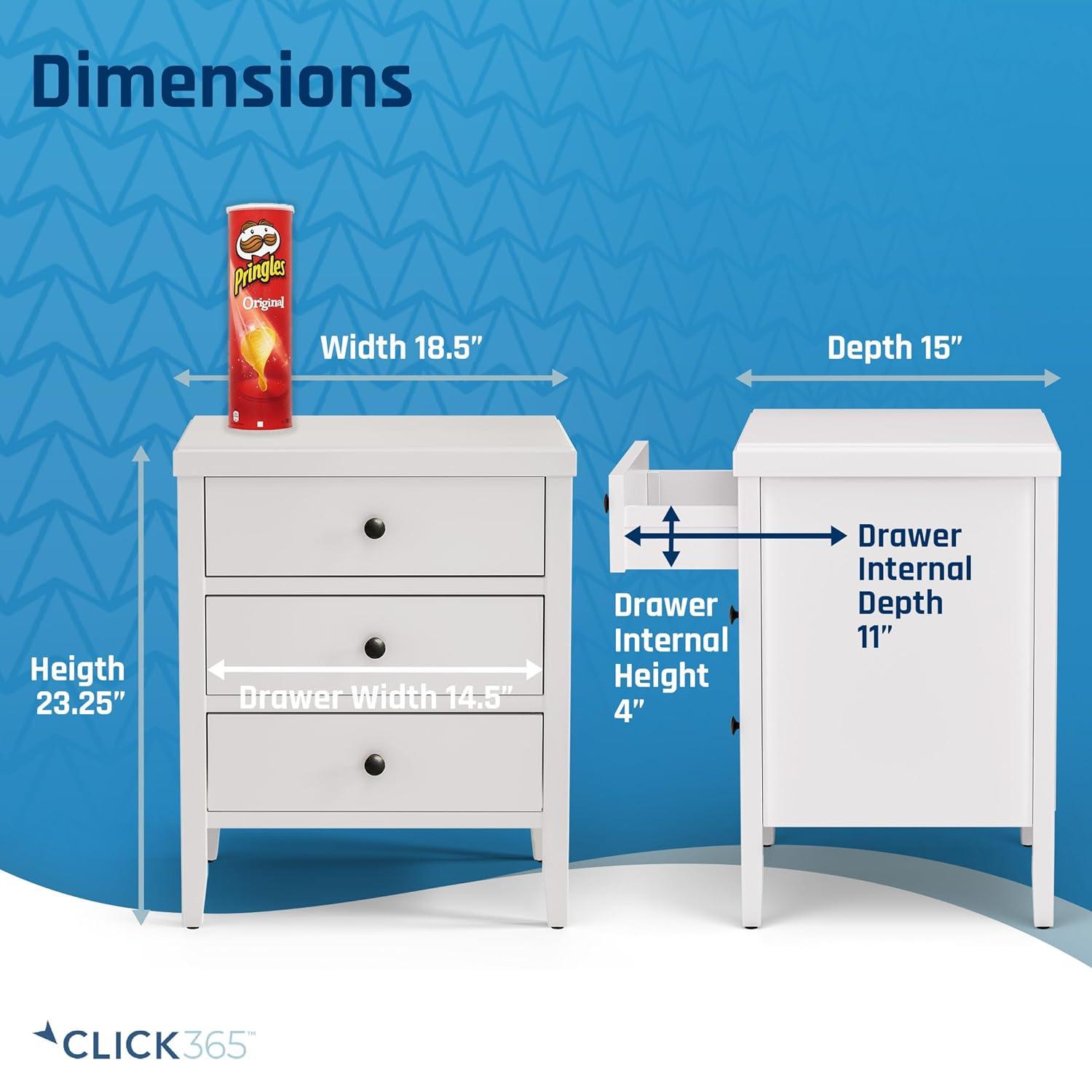 ClickDecor Finley Solid Wood Fully Assembled 3 Drawer Nightstand