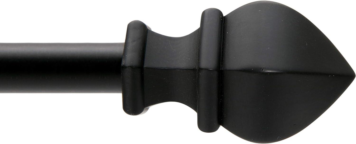 Matte Black Adjustable Steel Curtain Rod with Decorative Finials