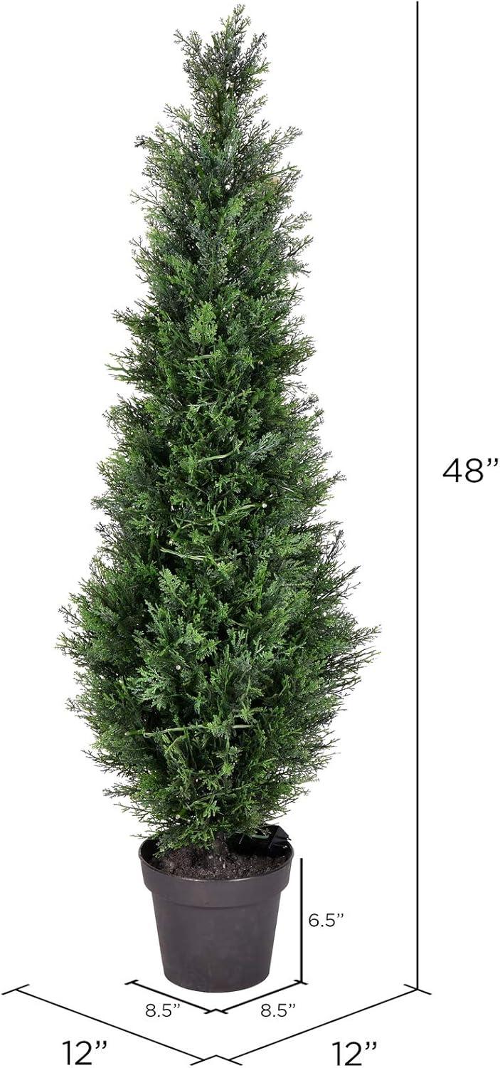 Vickerman 4' Artificial Potted Cedar Tree (UV) : Indoor/Outdoor Decor, No Maintenance