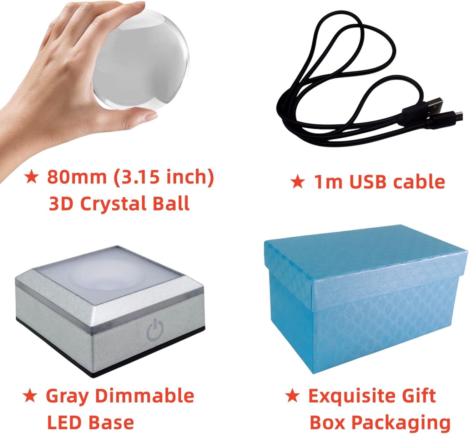 3D Sea Turtle Crystal Ball Night Light, Upgraded 3.15 Inch Glass Ball Lamps with LED Base, Sea Turtle Lamp Decor, Birthday Holiday Xmas Gifts for Boys Girls Friends (Sea Turtle)