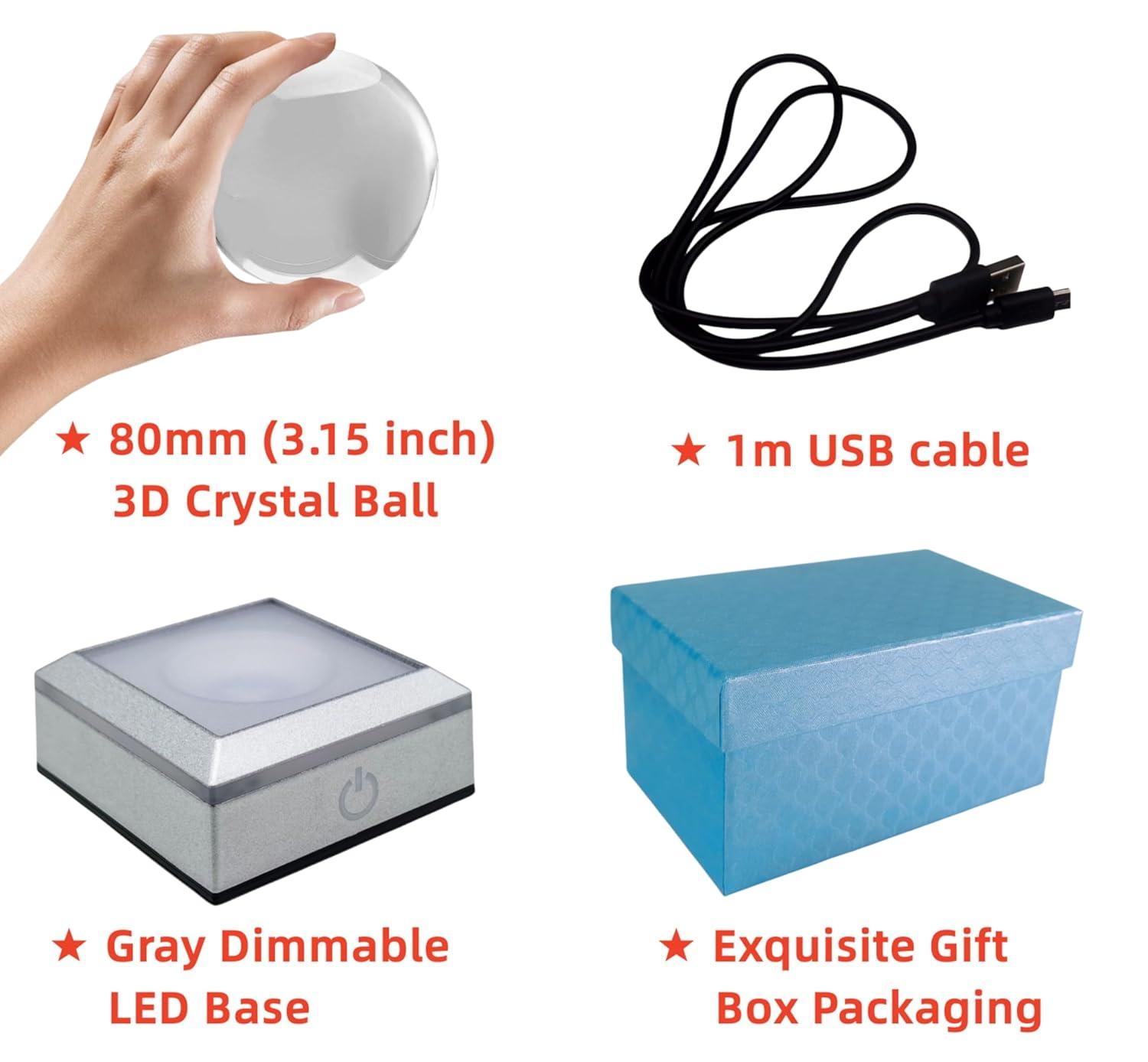 3D Sea Turtle Crystal Ball Night Light, Upgraded 3.15 Inch Glass Ball Lamps with LED Base, Sea Turtle Lamp Decor, Birthday Holiday Xmas Gifts for Boys Girls Friends (Sea Turtle)