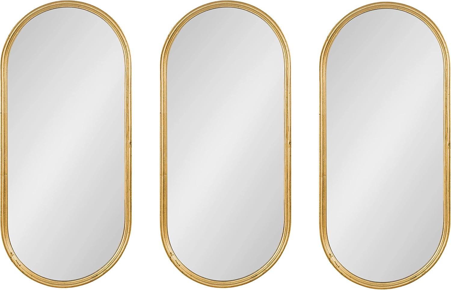 (Set of 3) 10" x 22" Caskill Capsule Framed Wall Mirror Set Gold - Kate & Laurel All Things Decor: Modern Style, No Assembly