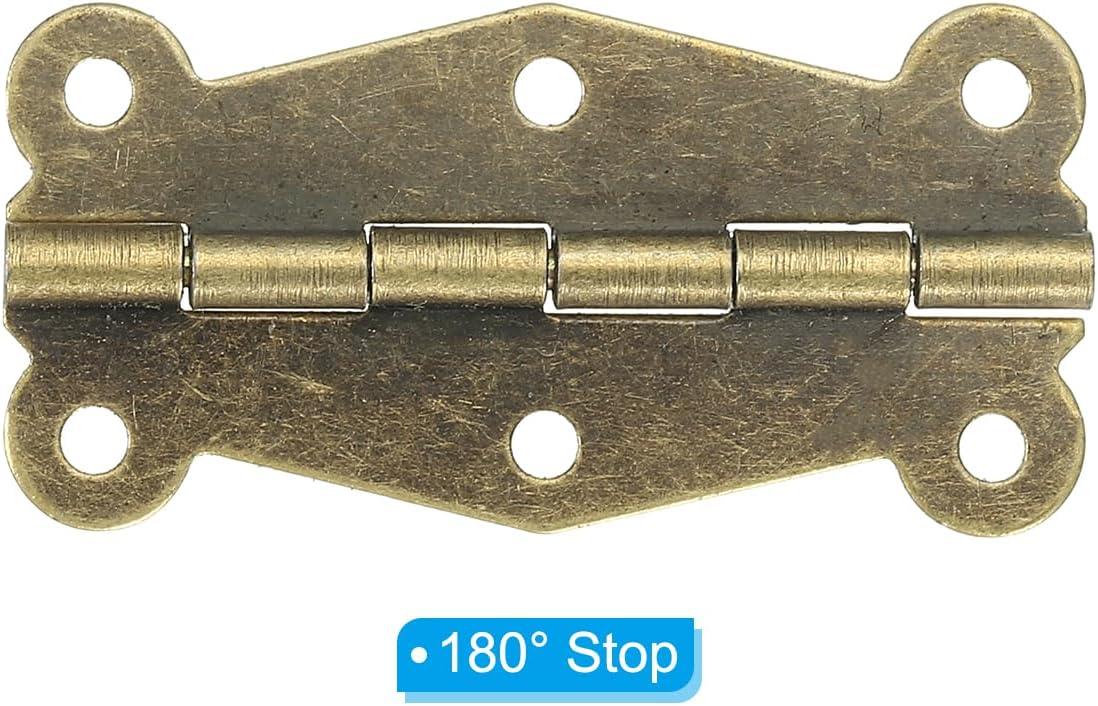 Uxcell Small Box Hinges 2 Inch, 10 Pack 180-Degree Butterfly Decorative Hinges Jewelry Box Hardware, Gold