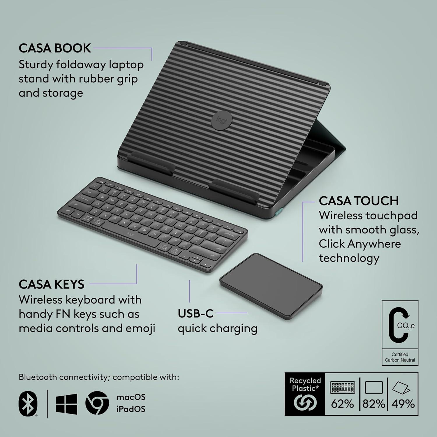 Classic Chic Folding Wireless Keyboard and Touchpad Set with Laptop Stand