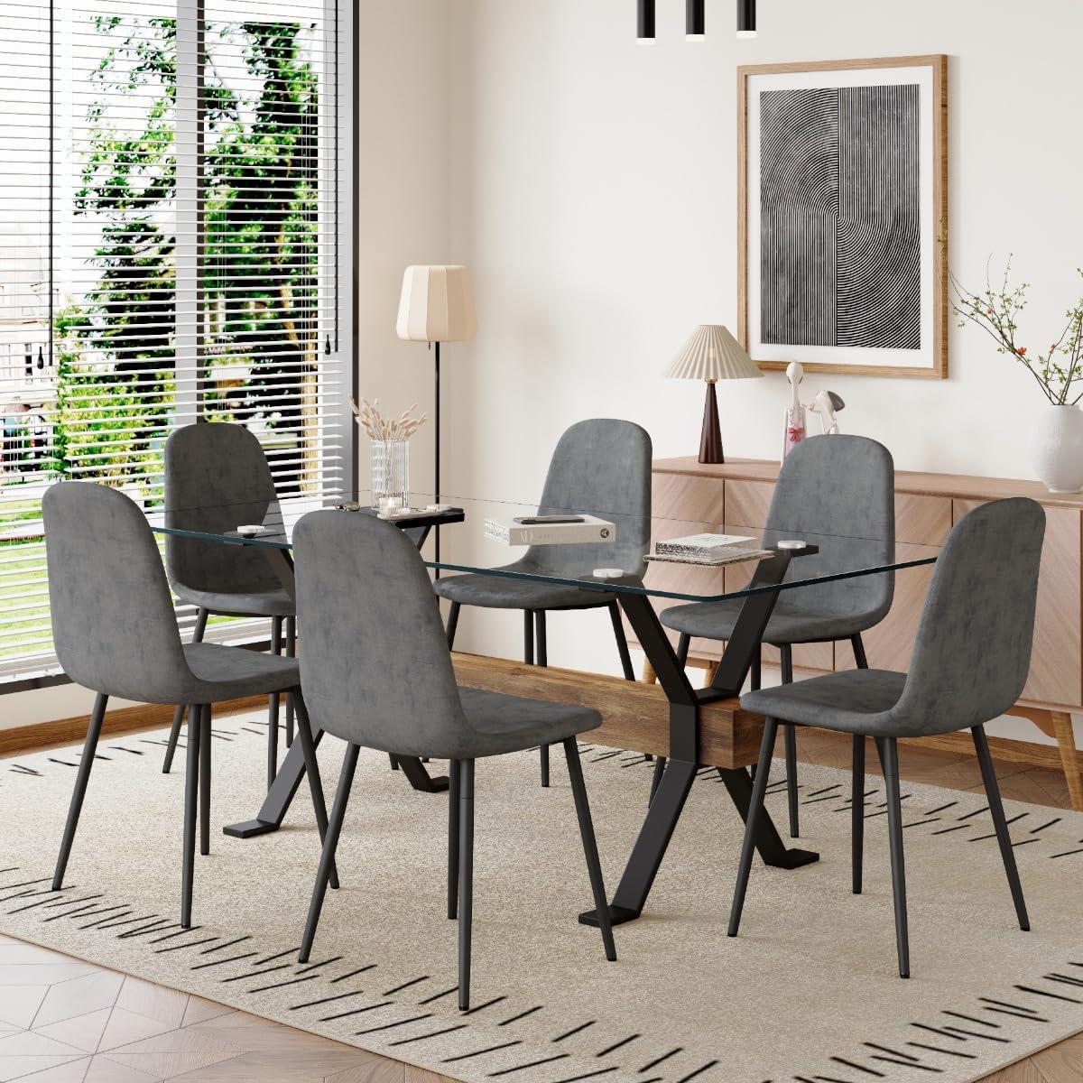 Ivy Bronx 7-Piece Glass Top Dining Table Sets | Wayfair