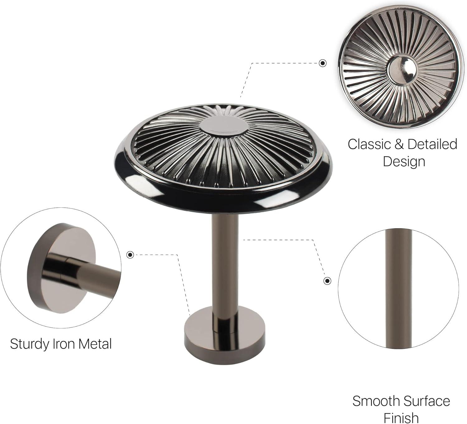 Deco Window 2 Pcs Curtain Holdback for Curtains Wall Mounted Metal Drapery Disc Leaf Hook for Sheer and Blackout Panels (Black Matt)