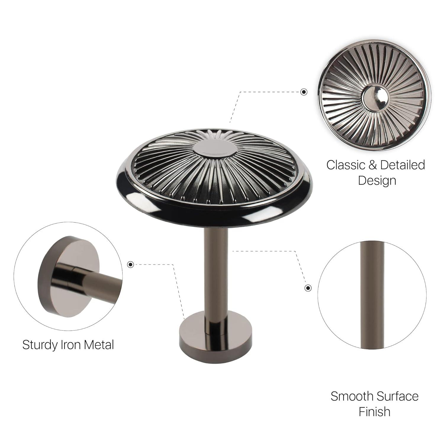 Deco Window 2 Pcs Curtain Holdback for Curtains Wall Mounted Metal Drapery Disc Leaf Hook for Sheer and Blackout Panels (Black Matt)