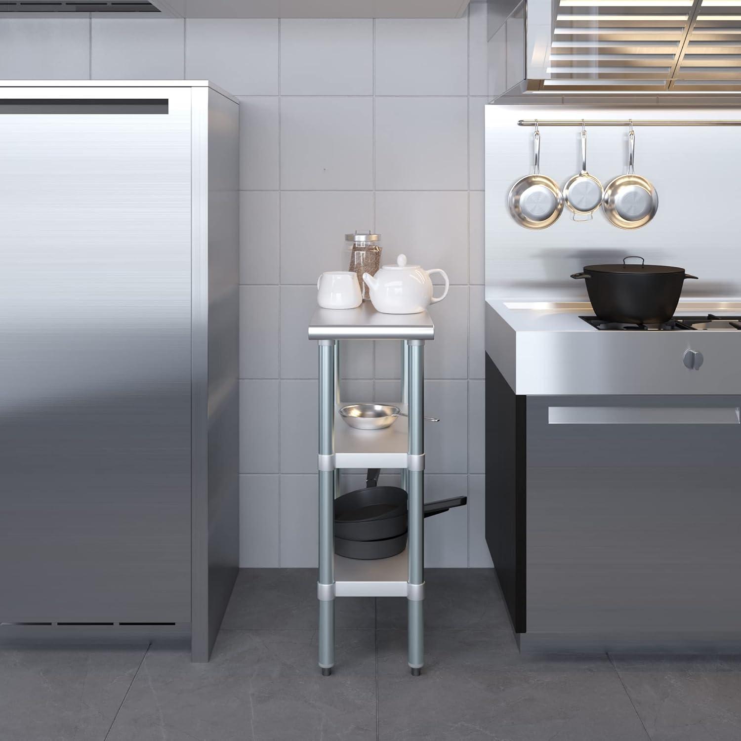 Stainless Steel Work Table with 2 Shelves