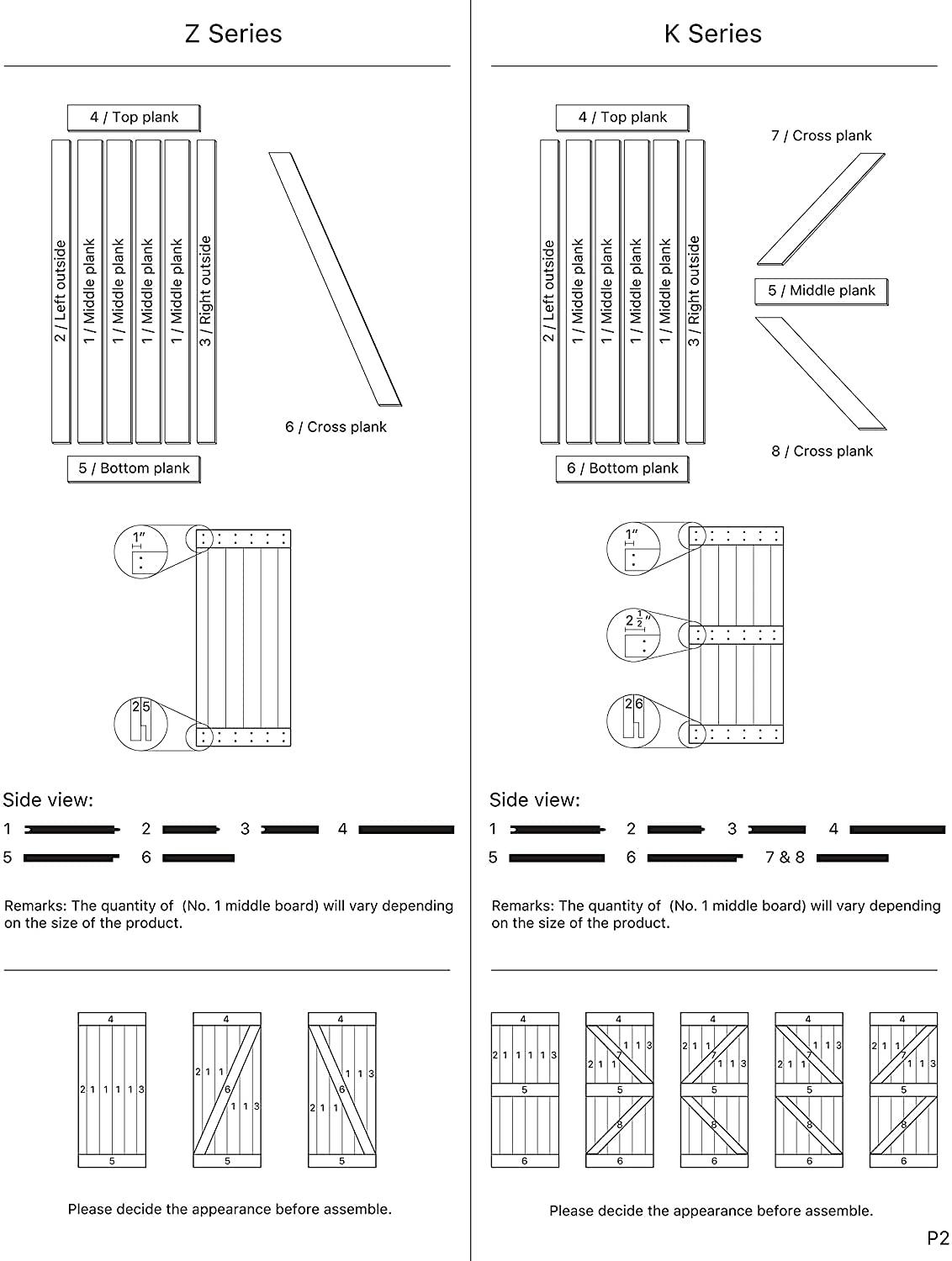 Paneled Wood and Metal K Series DIY Knotty Barn Door with Installation Hardware Kit
