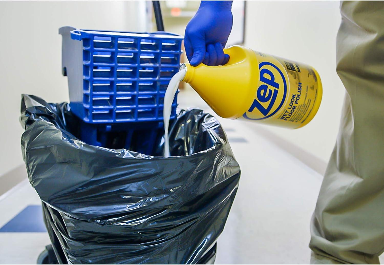 Zep Professional Wet Look Floor Polish Indoor Commercial Floor Cleaners, Mild Ammoniacal, 128 oz