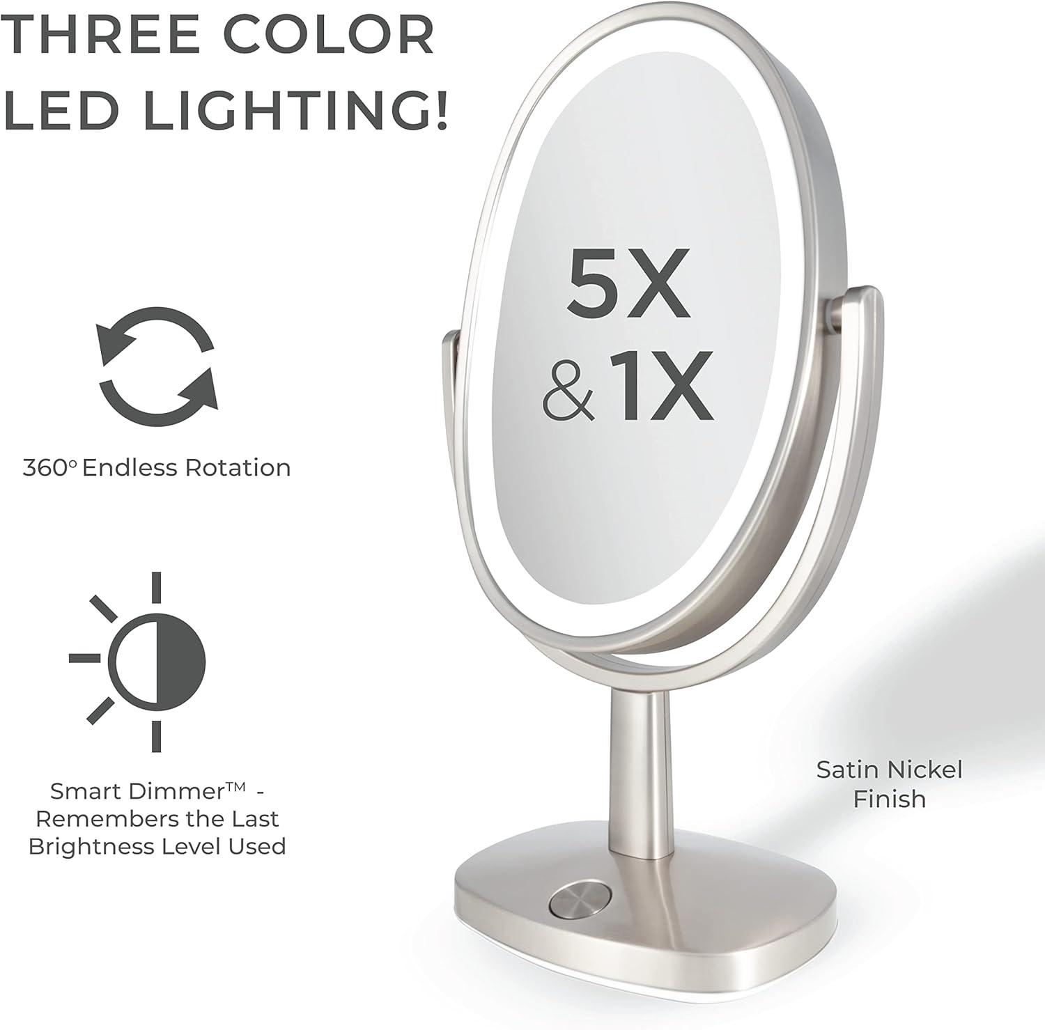 Zadro Newport LED Lighted Makeup Mirrors w/ Magnification & Touch Pad