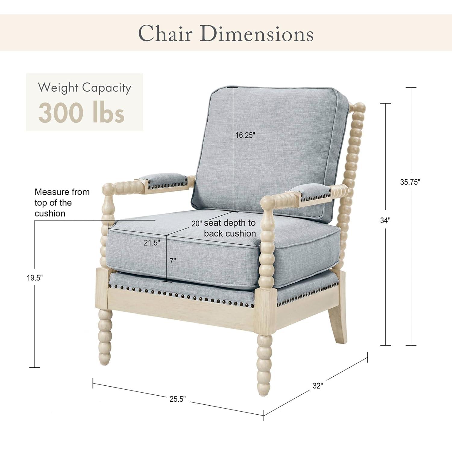 Madison Park Donohue Traditional Fabric/Wood Accent Arm Chair in Blue/Cream