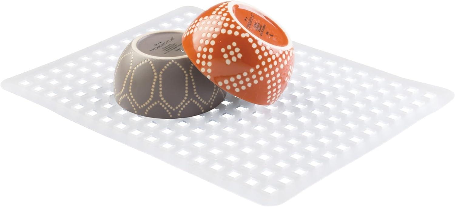 iDesign Euro Plastic Sink Grid, Non-Skid Dish Protector Mat, 16" x 12.5", Clear