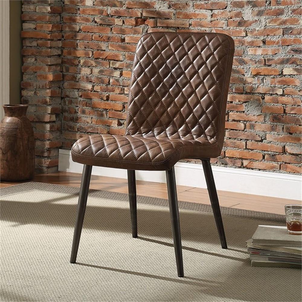 Fargo Leather Upholstered Side Chair in Vintage Chocolate