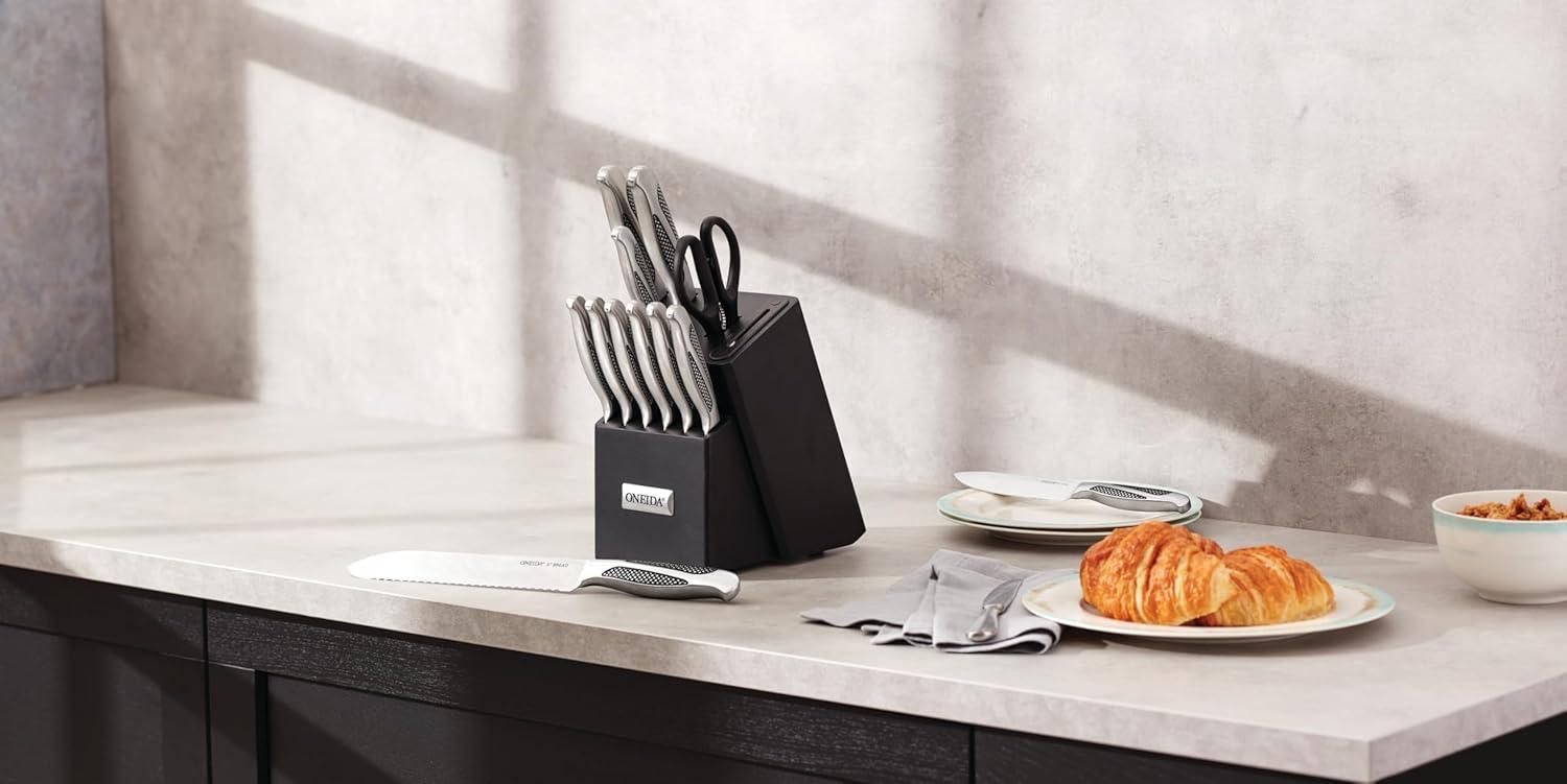Oneida Crosshatch 14Pc Cutlery Block Set W/ Sharpener
