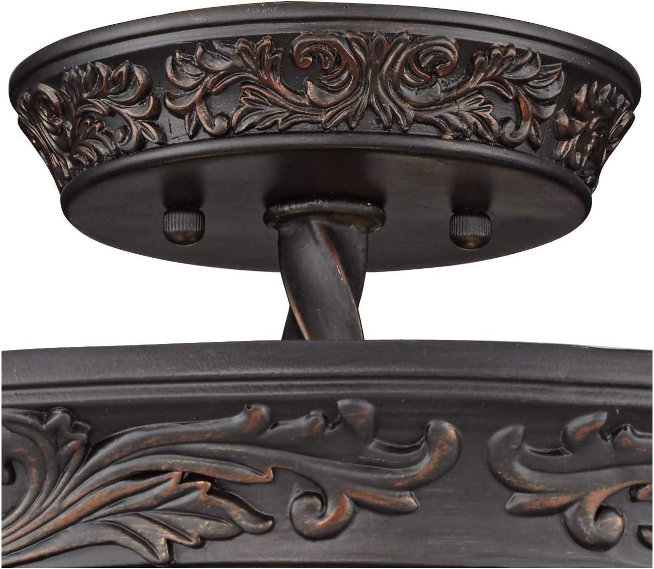 Franklin Iron Works French Scroll Rustic Farmhouse Ceiling Light Semi Flush Mount Fixture 16 1/2" Wide Rubbed Bronze 3-Light for Bedroom Kitchen House