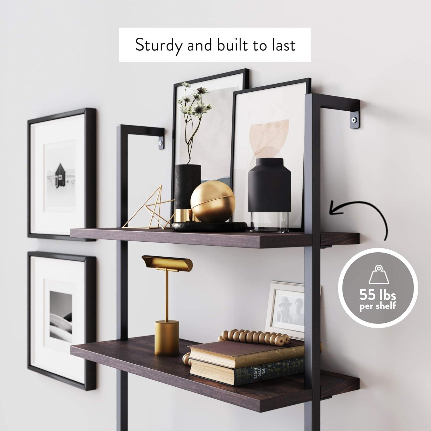 85" Theo 6 Tier Wood Wall Mount Ladder Bookshelf - Nathan James