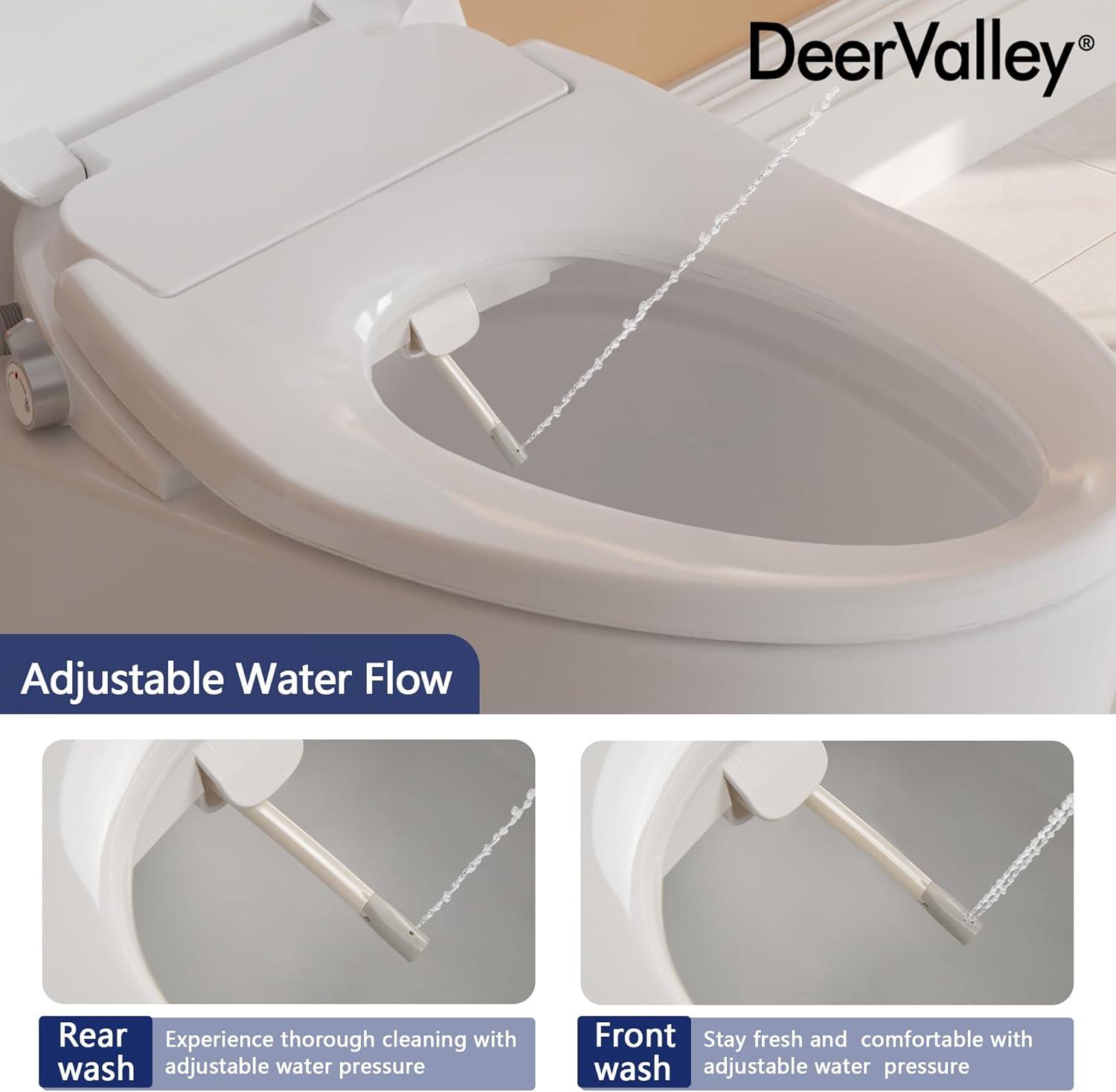 Electric Quiet Close Bidet Seat for Elongated Toilets in White