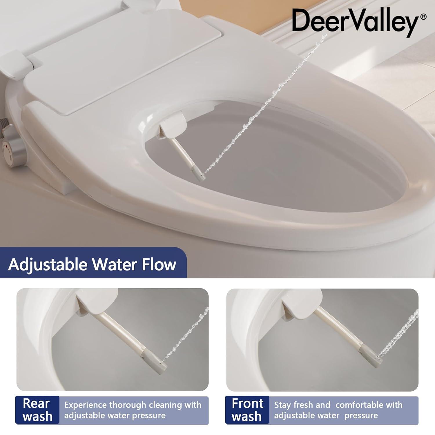 Electric Quiet Close Bidet Seat for Elongated Toilets in White