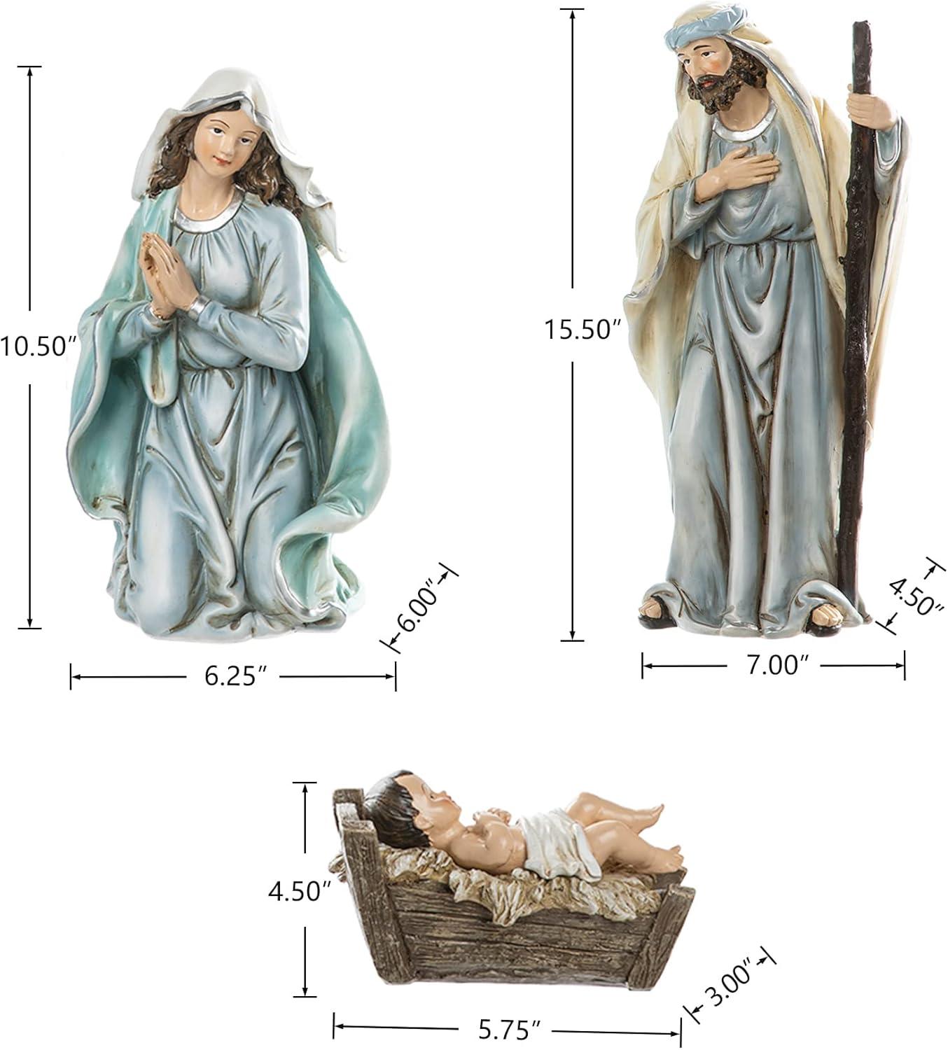 Deluxe Blue Resin Nativity Figurine Set with 12 Pieces