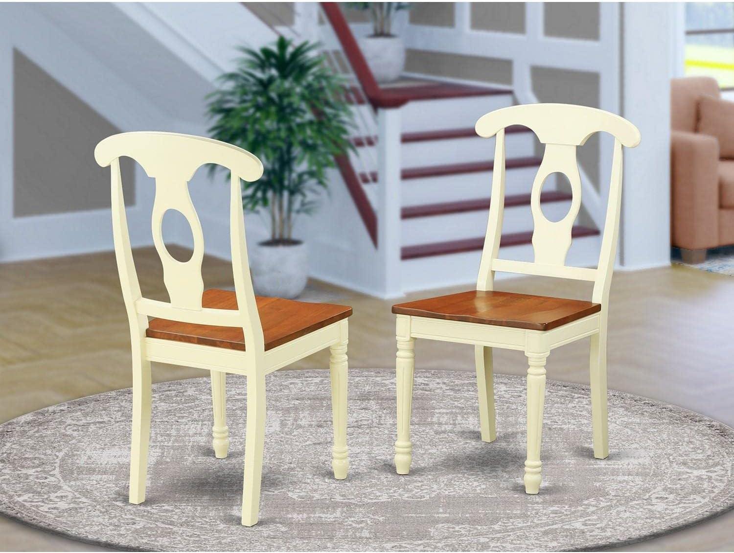 East West Furniture Napoleon 10" Wood Dining Chairs in Cream/Cherry (Set of 2)