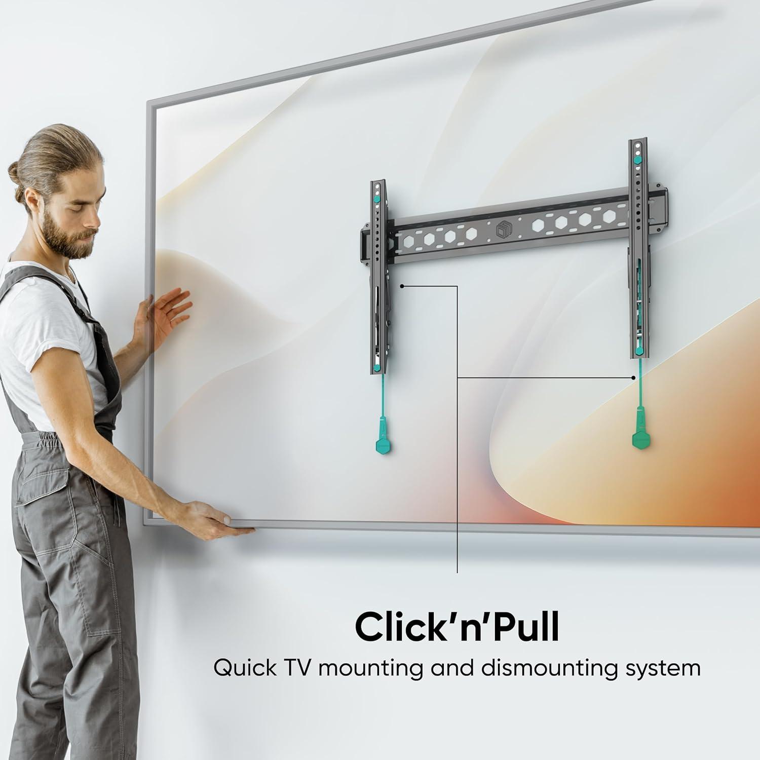 ONKRON Tilting TV Wall Mount with Low Profile Design for 43 to 85-inch LCD LED OLED Flat Panel TV Screens up to 80 lbs Ultra Slim TM6