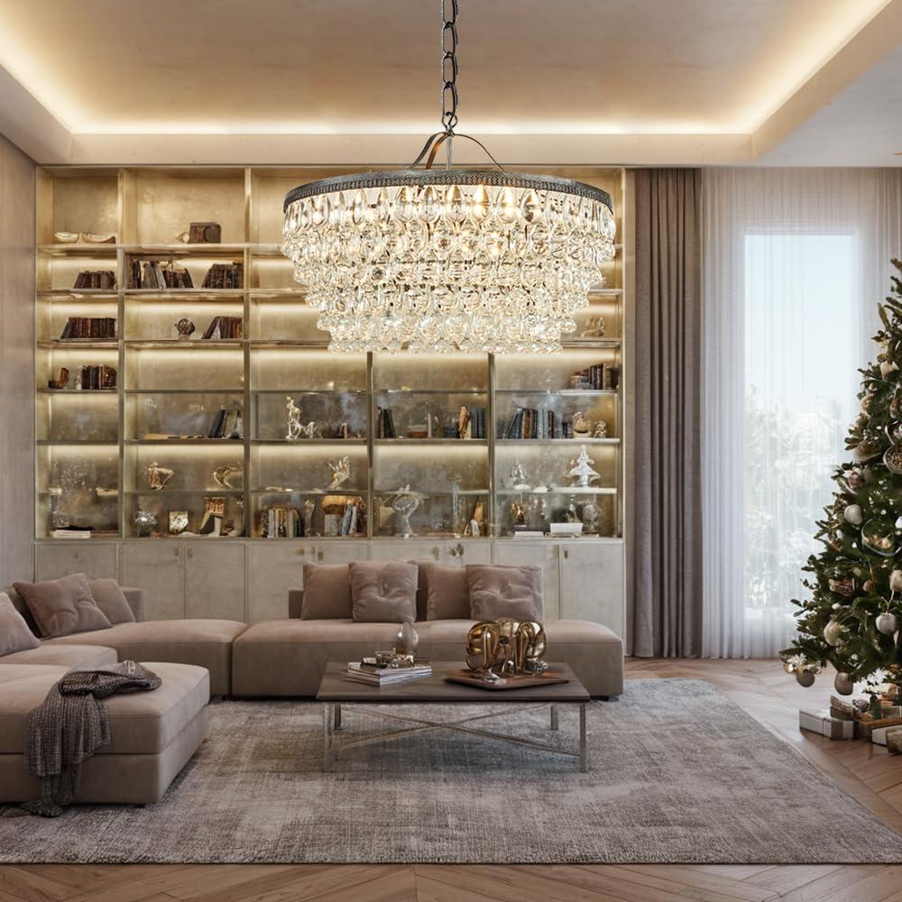 Clarissa Crystal Round Chandelier (19"-28")