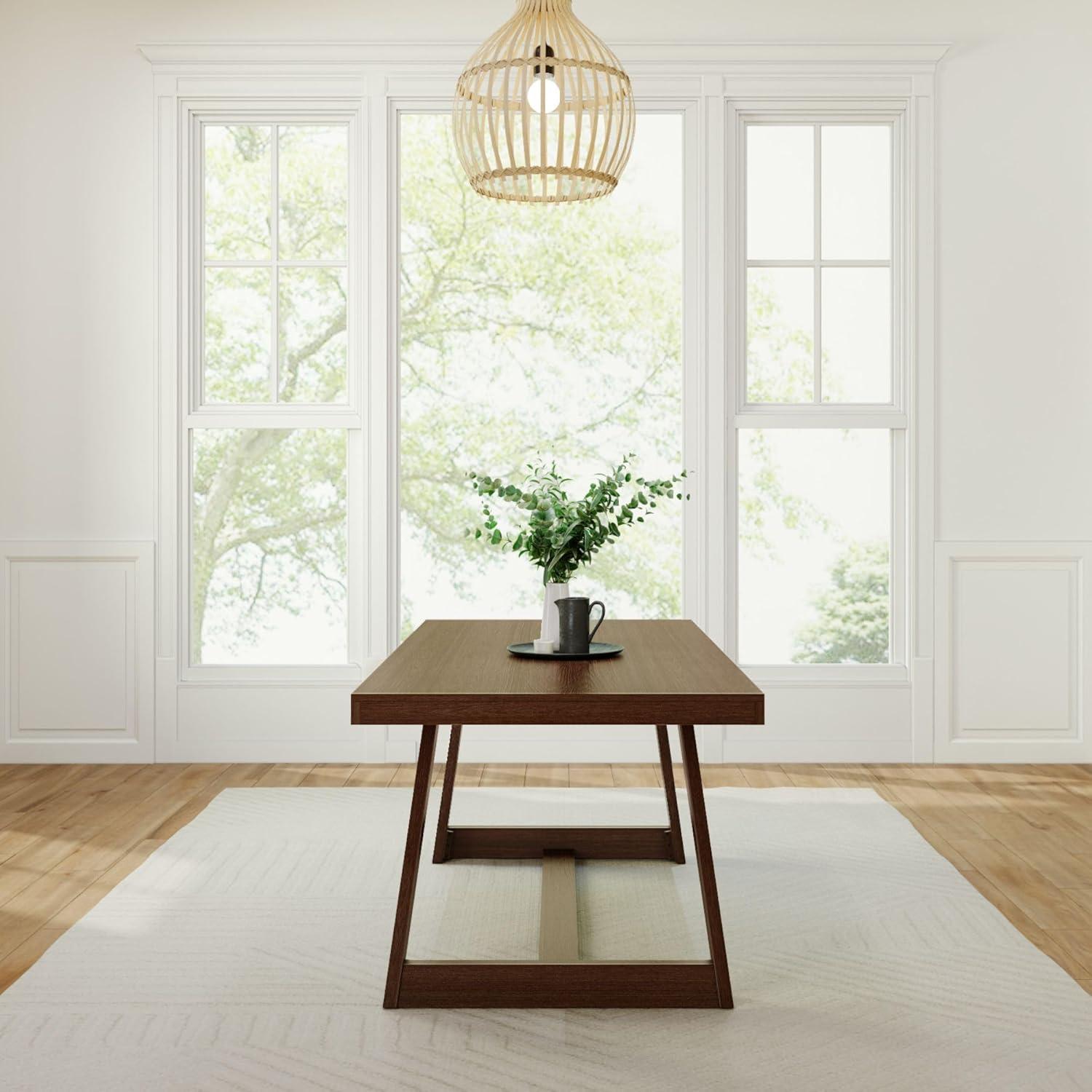 Plank+Beam Farmhouse 72" Dining Table, Solid Wood Rectangular Kitchen Table for 6 People