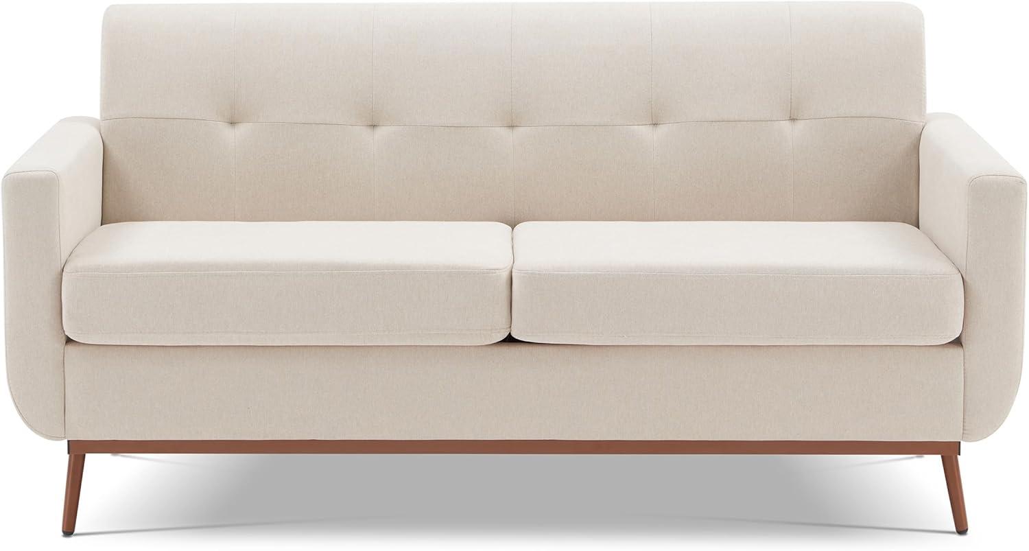 65" Loveseat Sofa, Mid Century Modern Love Seat Couches for Living Room, Comfy Button Tufted Upholstered Sofa Couch for Bedroom, Solid & Easy to Install Small Couch for Small Spaces, Dark Grey