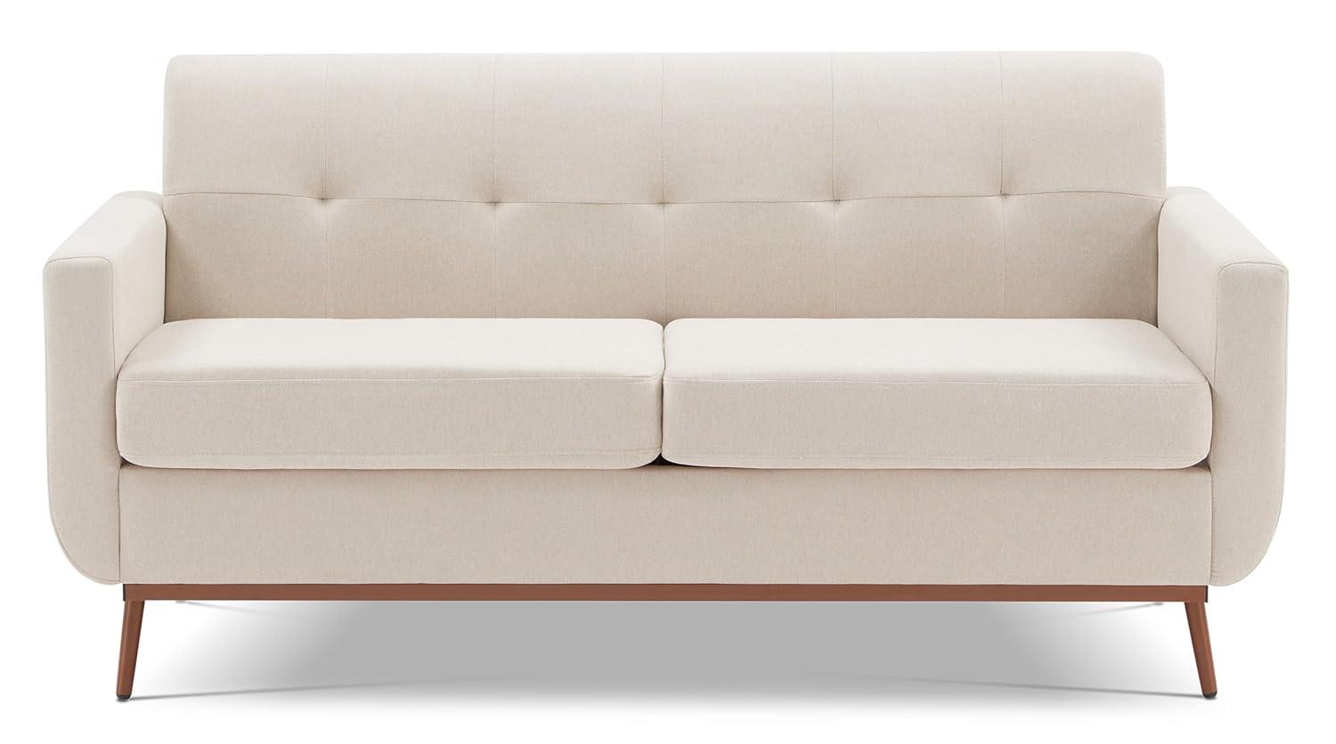 65" Loveseat Sofa, Mid Century Modern Love Seat Couches for Living Room, Comfy Upholstered Sofa Couch for Bedroom, Tufted Design 2 Seater Love Seat Sofa for Small Spaces (Linen-Beige Cream)