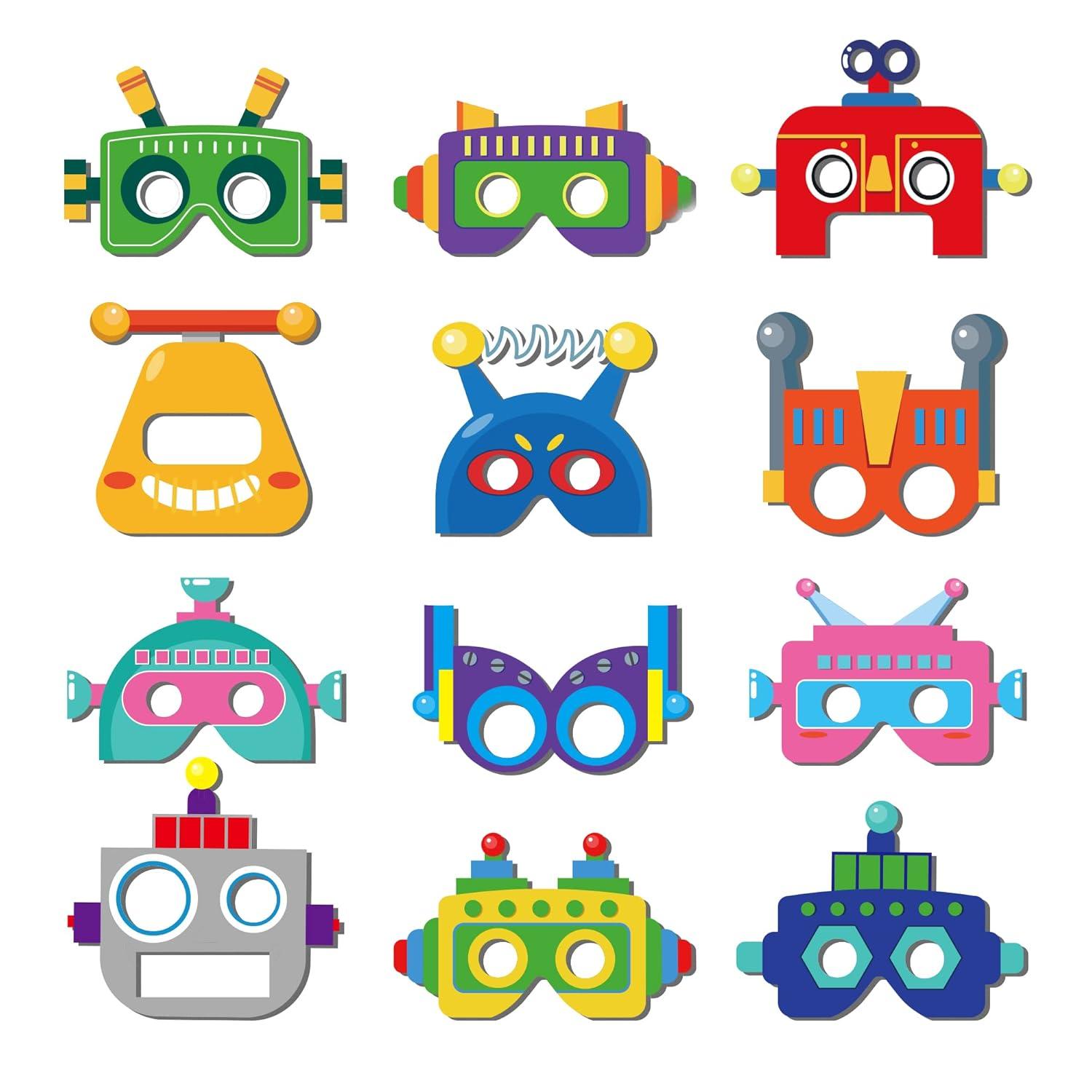 12 PCS Robot Paper Masks Birthday Party Cosplay Masks for Birthday Partys Bots Party Supplies Gift Robots Favor Cosplay Dress up Costumes for Kids Boy Girl Favors