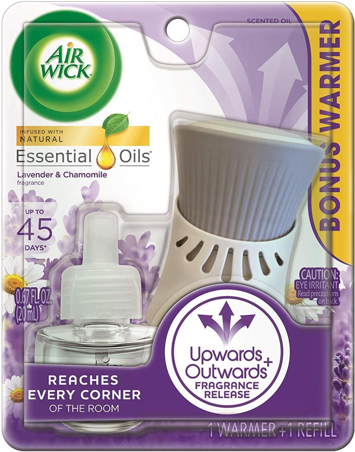 Air Wick Plug in Scented Oil Starter Kit (Warmer + 1 Refill), Lavender & Chamomile, Air Freshener, Essential Oils