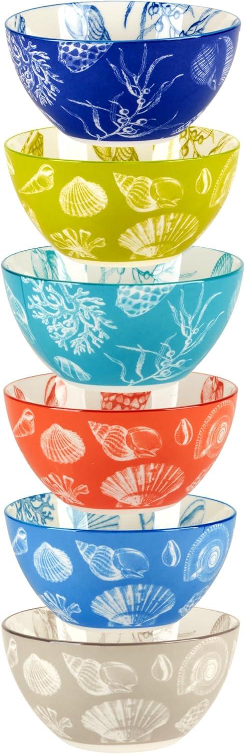 Seaside Set of 6All Purpose Bowl 4.75in 6 asst 4.75in Diam x 2.25in 13oz