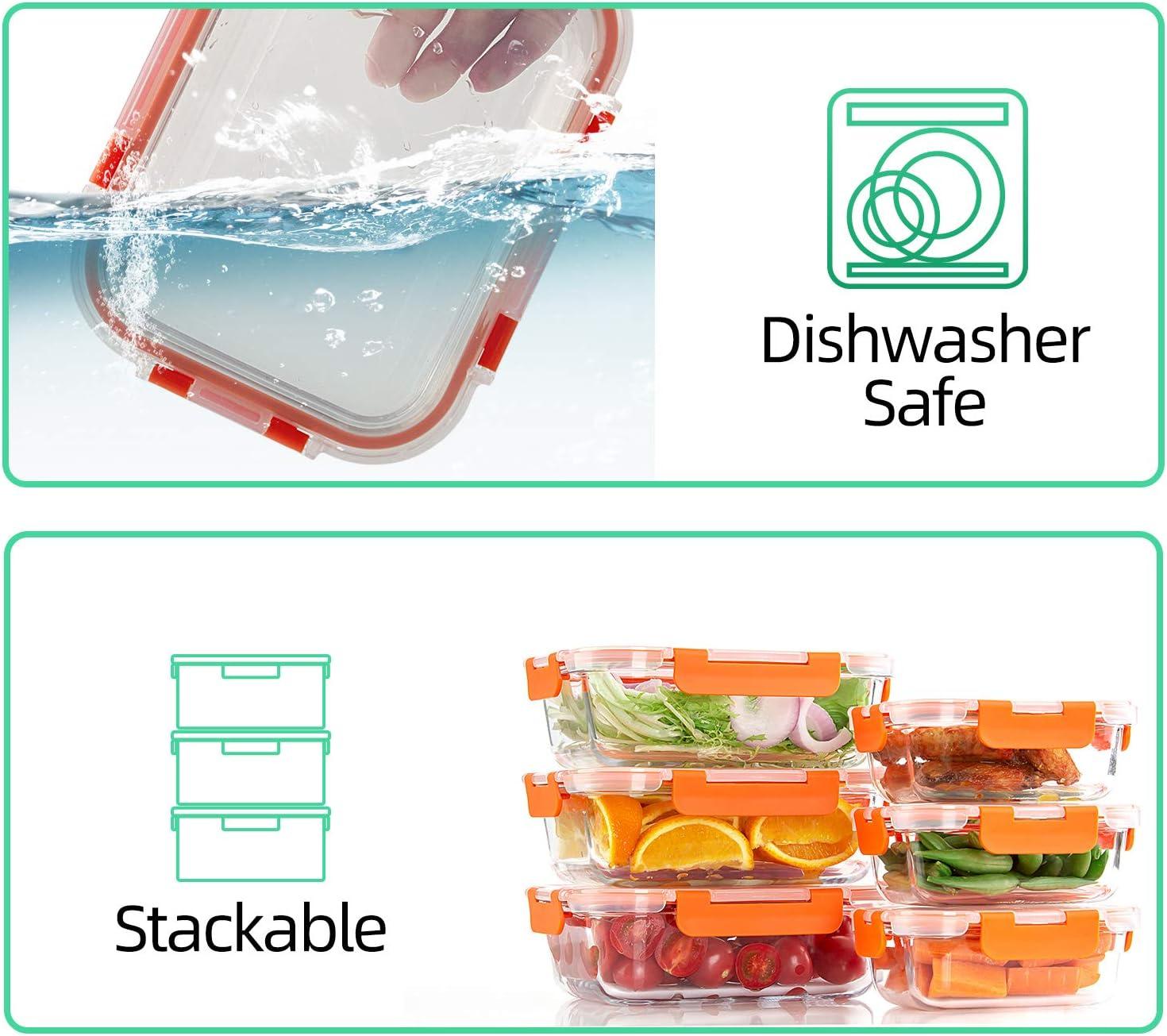 Orange Borosilicate Glass Lunch Box Set with Lids