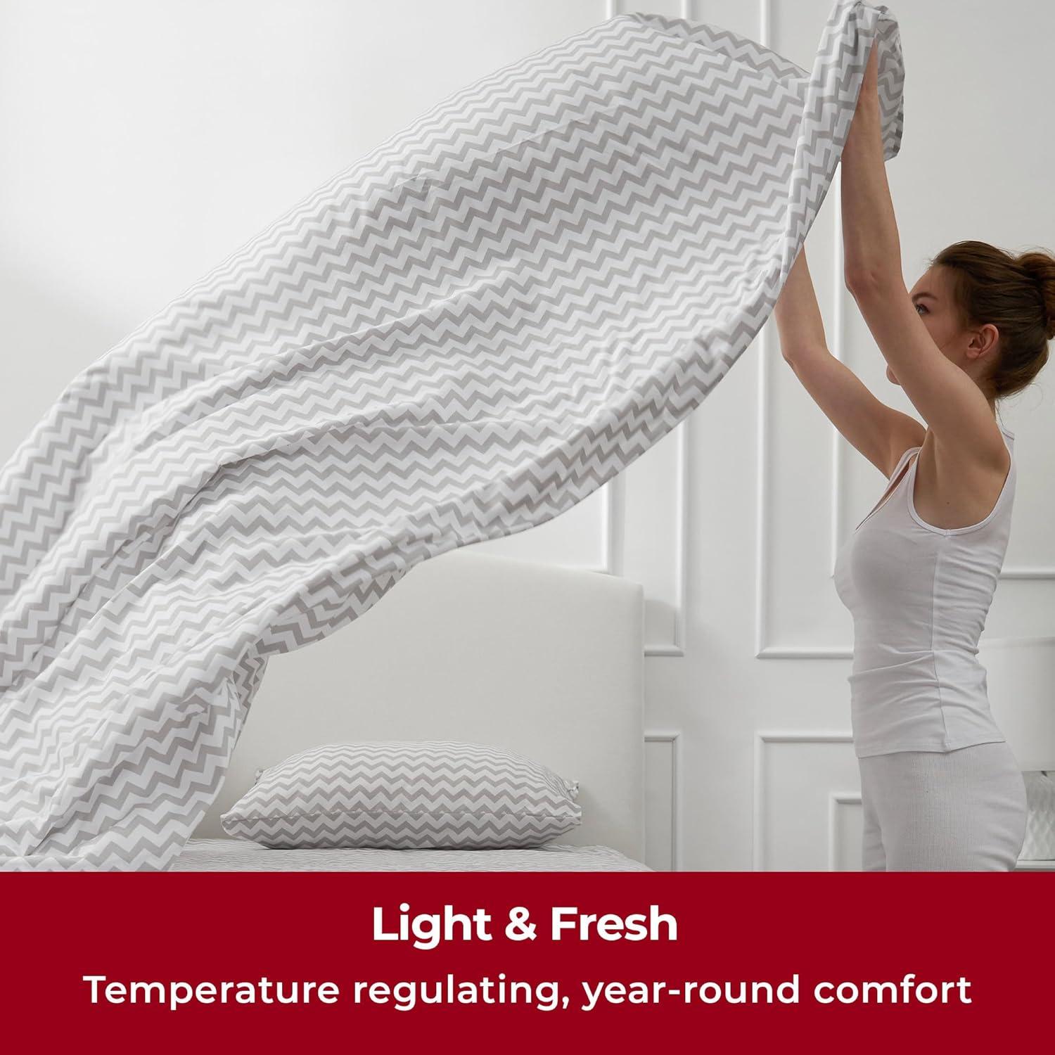 Mellanni Brushed Microfiber Sheet Set, Twin XL, Chevron Gray, 3 Piece