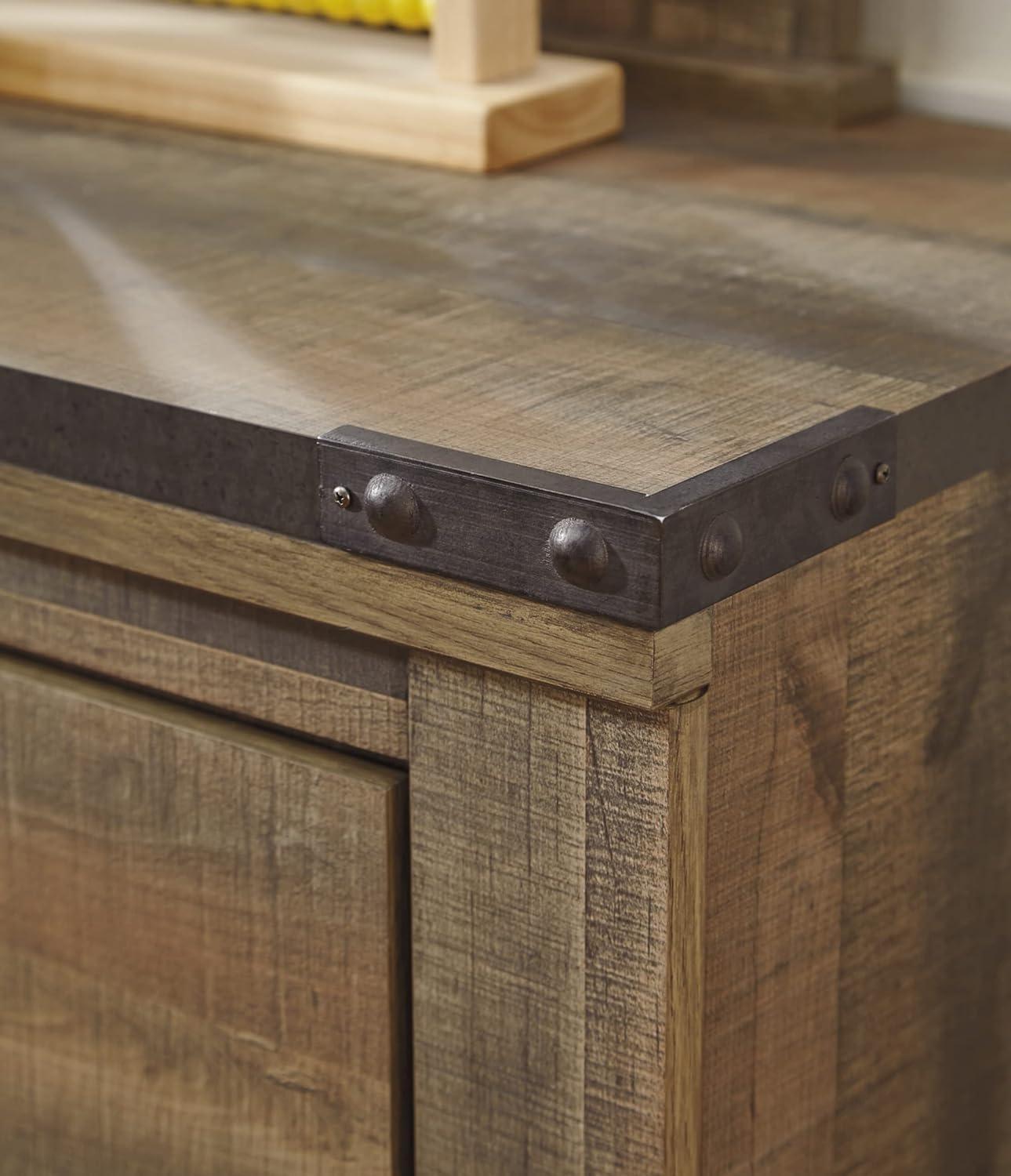 Transitional Brown 5-Drawer Chest with Nailhead Accents