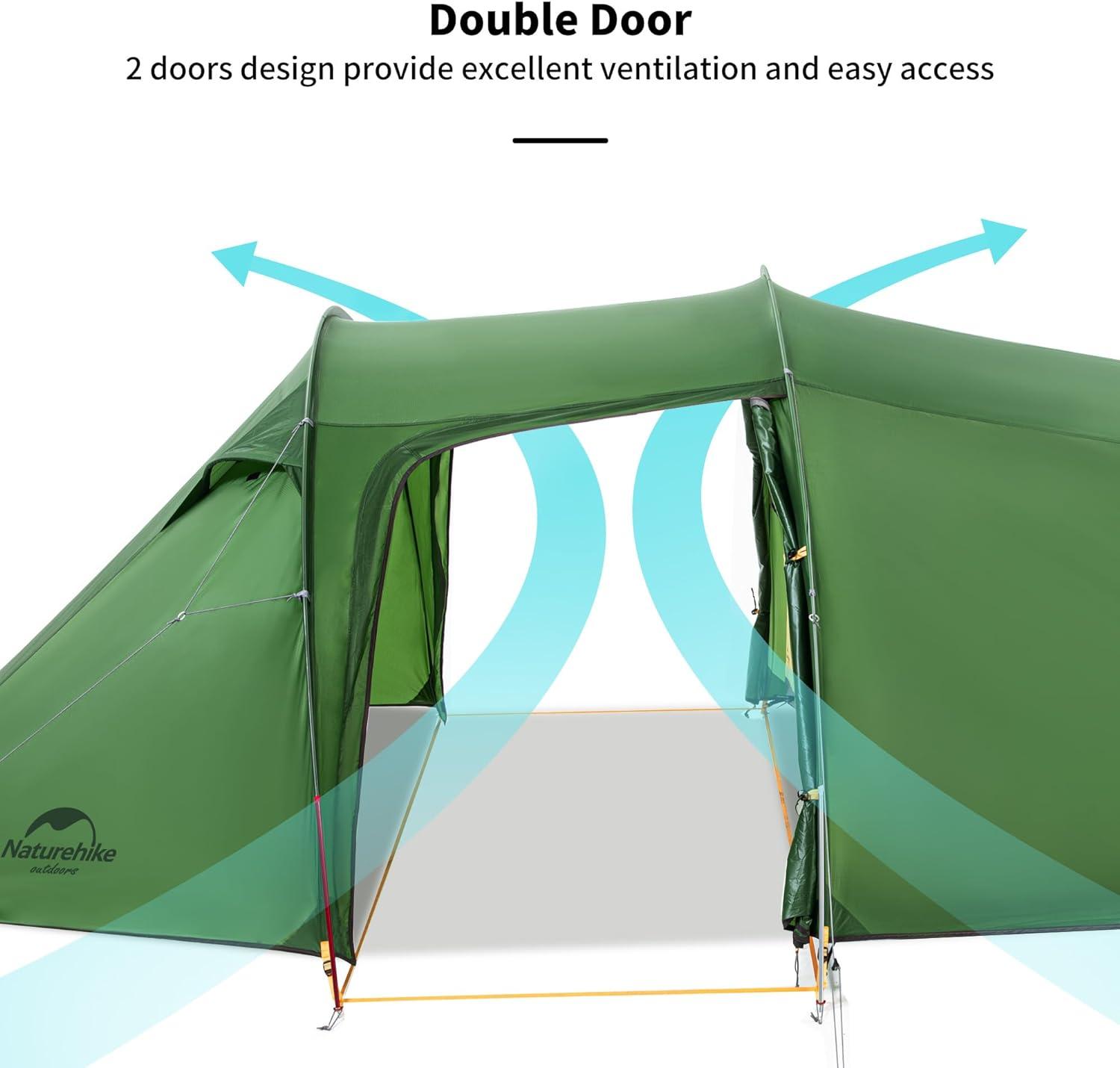 Green Four Season 2-Person Tunnel Camping Tent with Vestibule