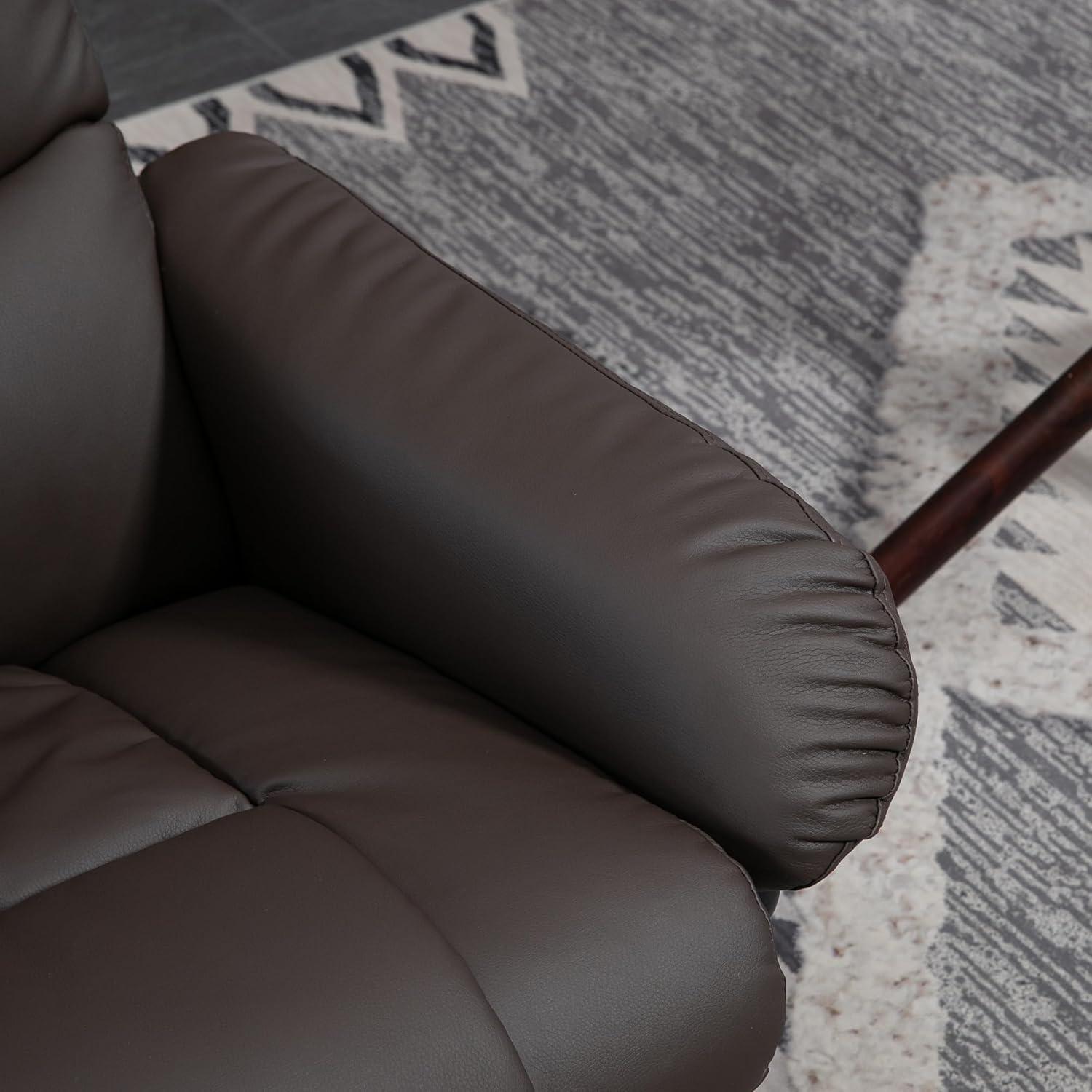 Brown Faux Leather Swivel Massage Recliner with Ottoman