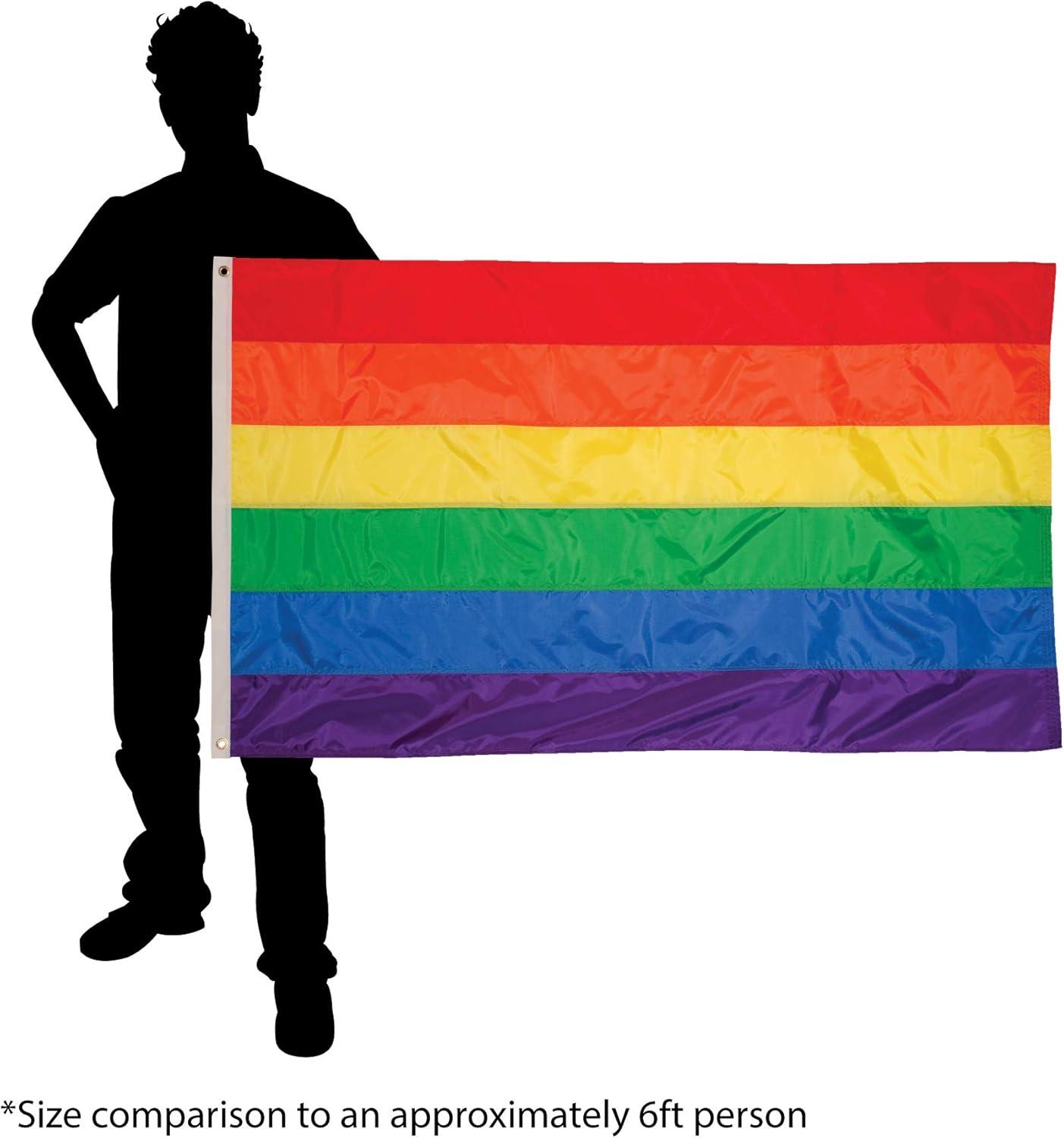 In the Breeze 3699 — Rainbow Flag - Rainbow Grommet Flag with Sewn Stripes - 3 x 5 Feet