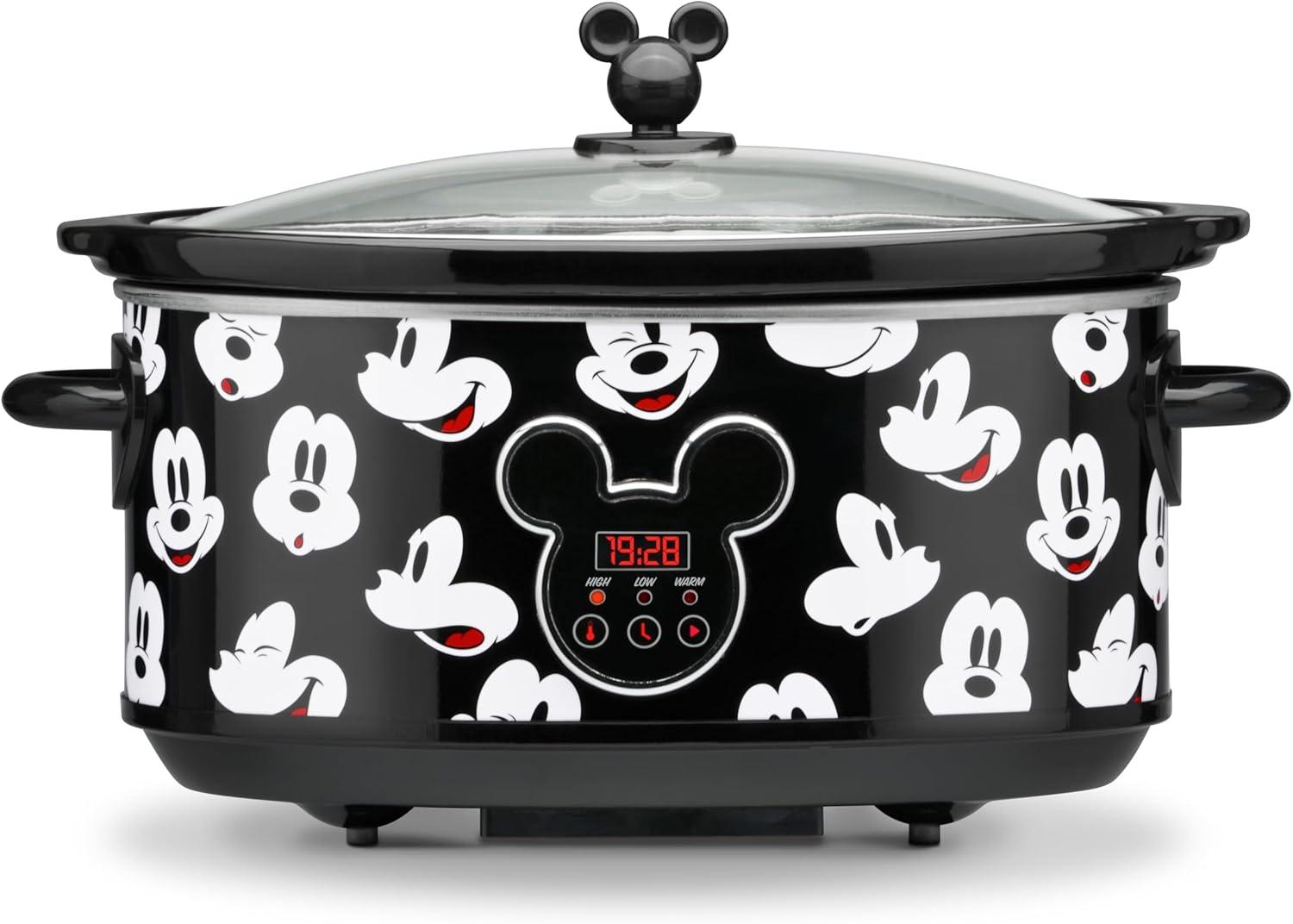 Mickey Mouse Black Digital Slow Cooker with Timer, 7 Quarts