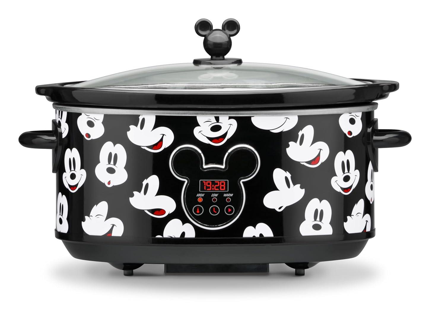 Mickey Mouse Black Digital Slow Cooker with Timer, 7 Quarts