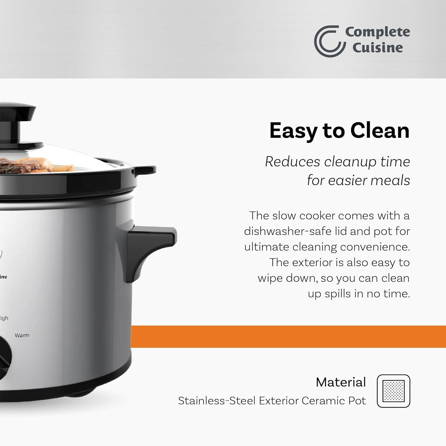 Complete Cuisine CC-3000-SL 3-Quart Round Stainless-Steel Slow Cooker