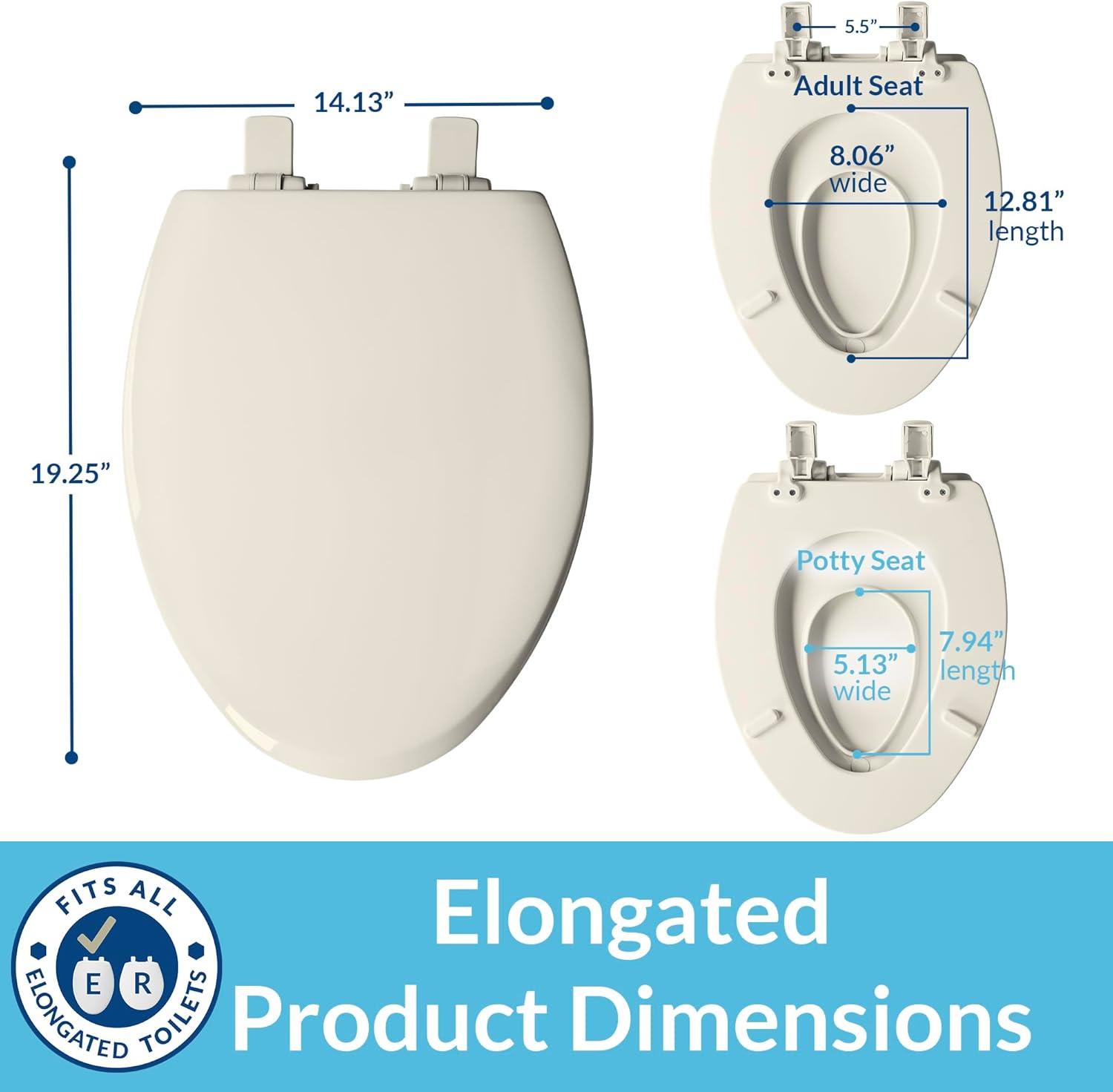 Mayfair NextStep2 Toilet Seat with Built-In Toddler Potty Training Seat, Slow Close, Easy Clean, Magnetic Removable Kids Seat, ELONGATED, Biscuit
