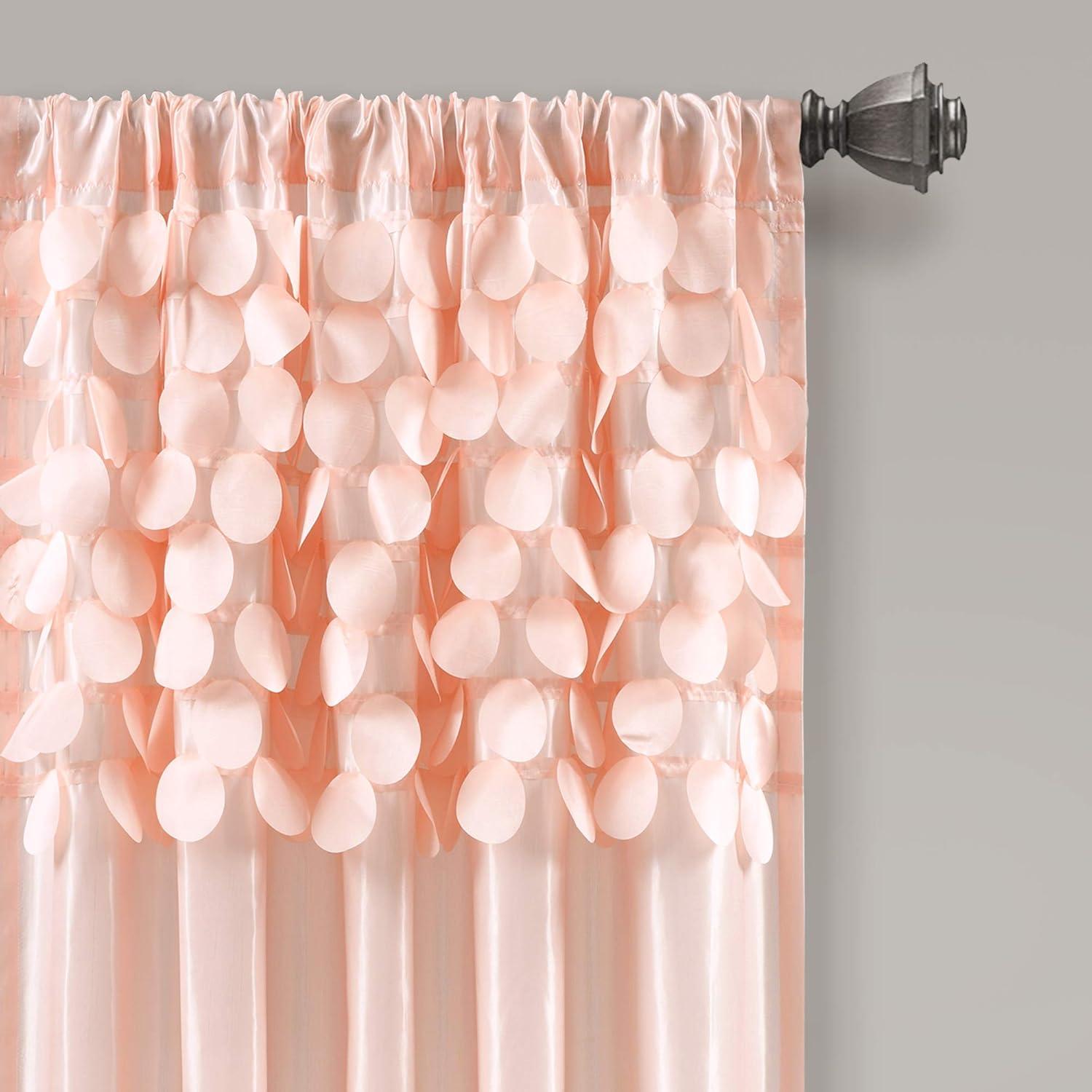 Home Boutique Circle Dream Window Curtain Panels Blush 54X63 Set