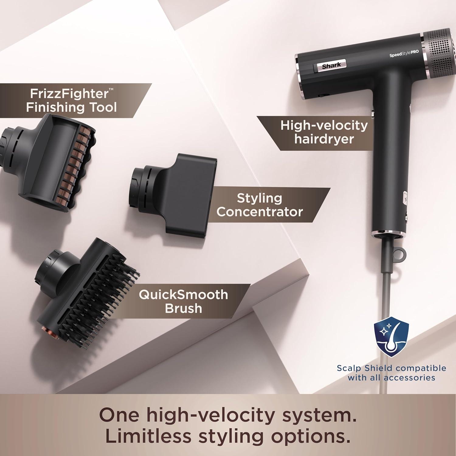 Black High-Velocity Ionic Hair Dryer with Cool Shot