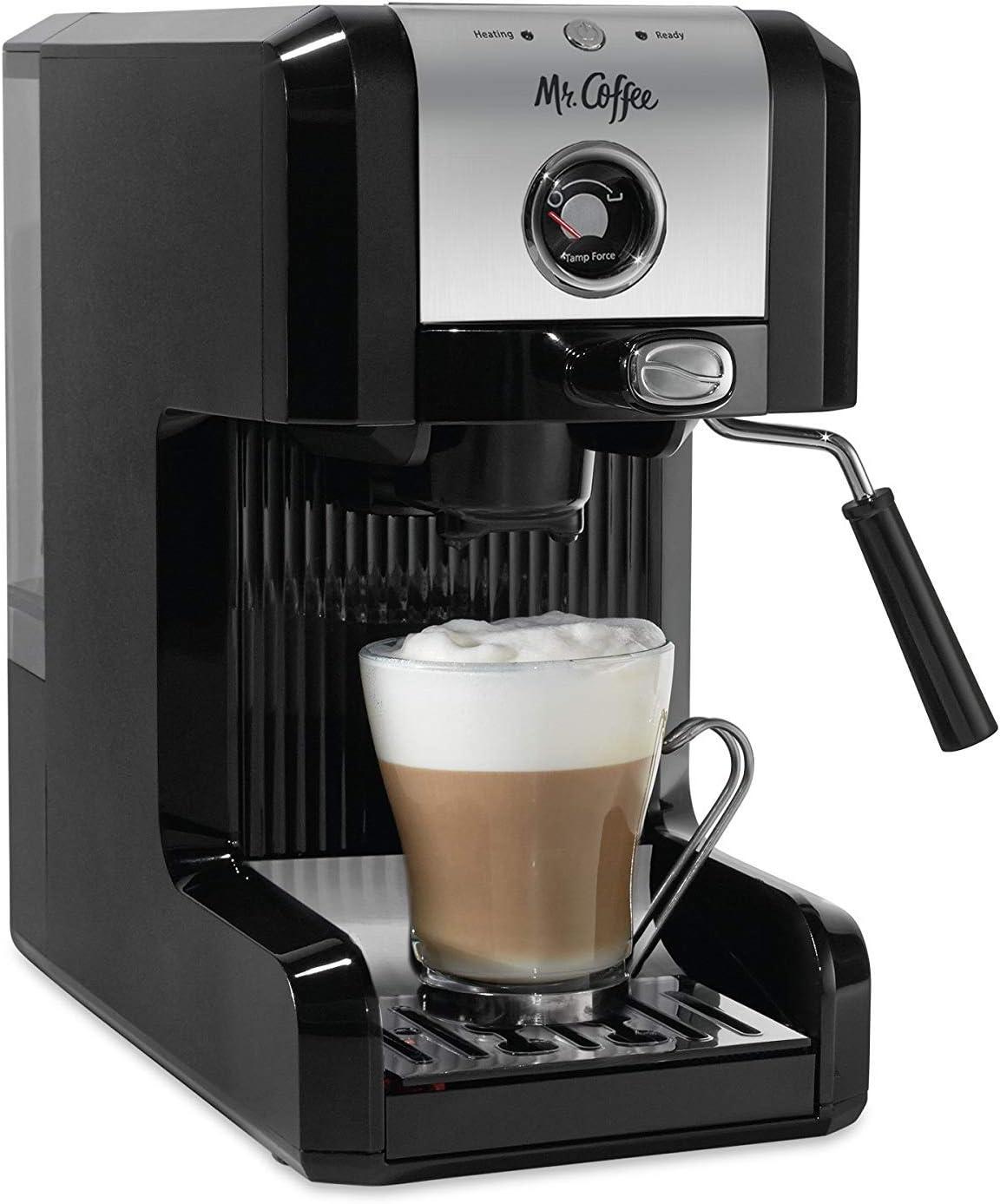 Matte Black 6-Cup Pump Espresso Machine with Steam Wand