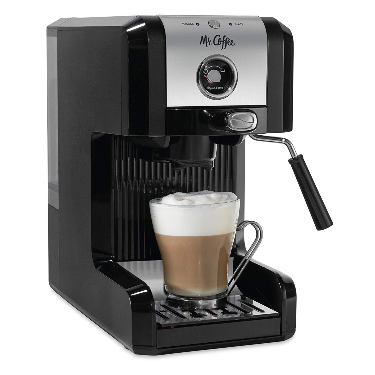 Matte Black 6-Cup Pump Espresso Machine with Steam Wand