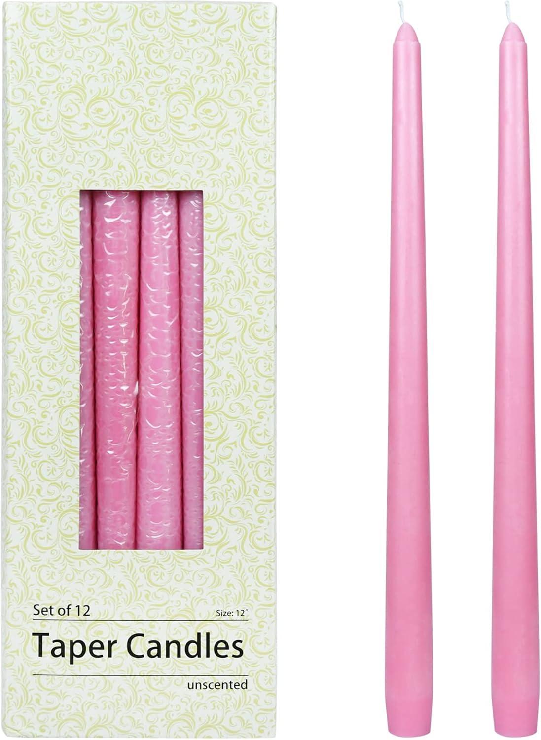 Elegant Pink and Lavender 12-Inch Handpoured Taper Candles